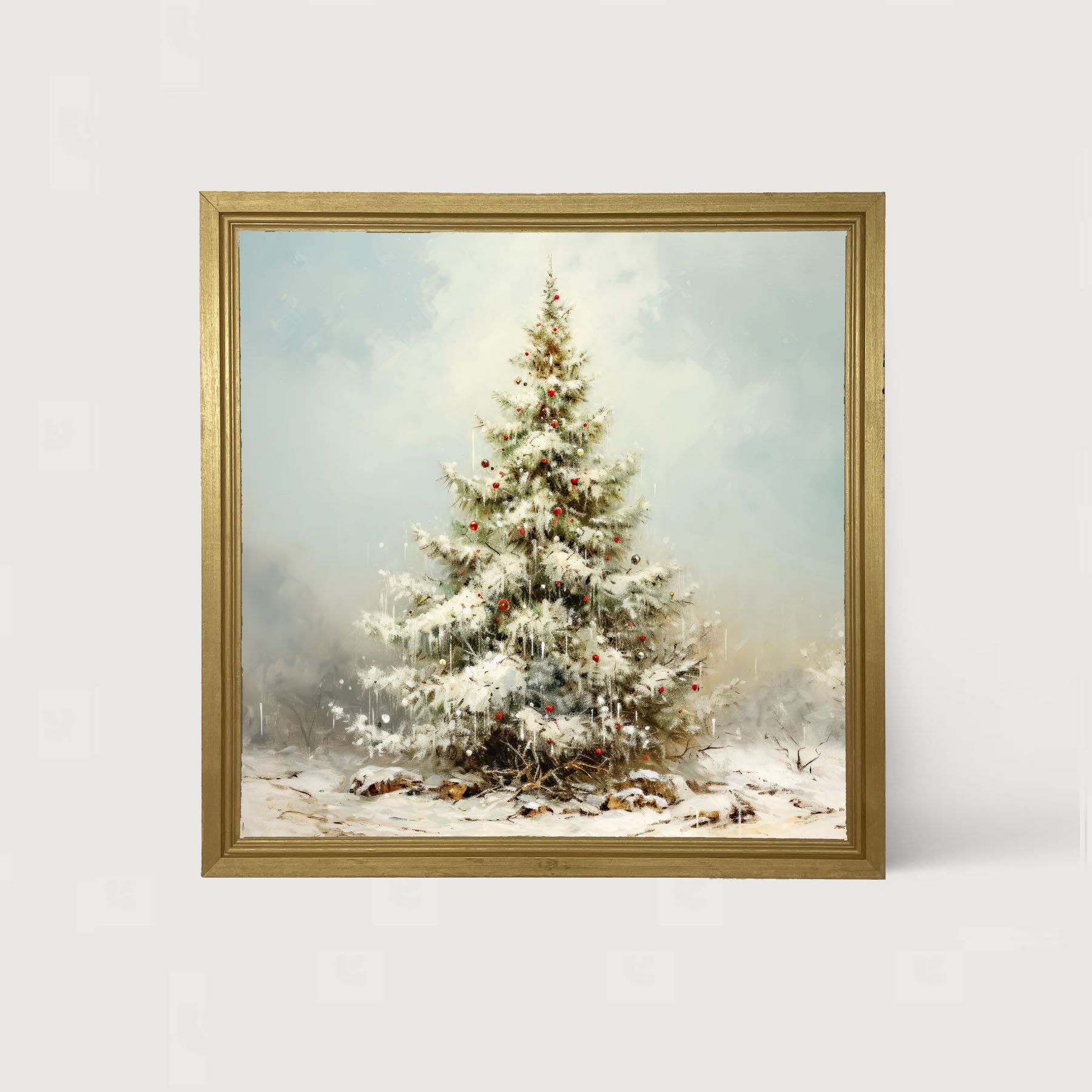 Snowy Christmas tree - Framed art