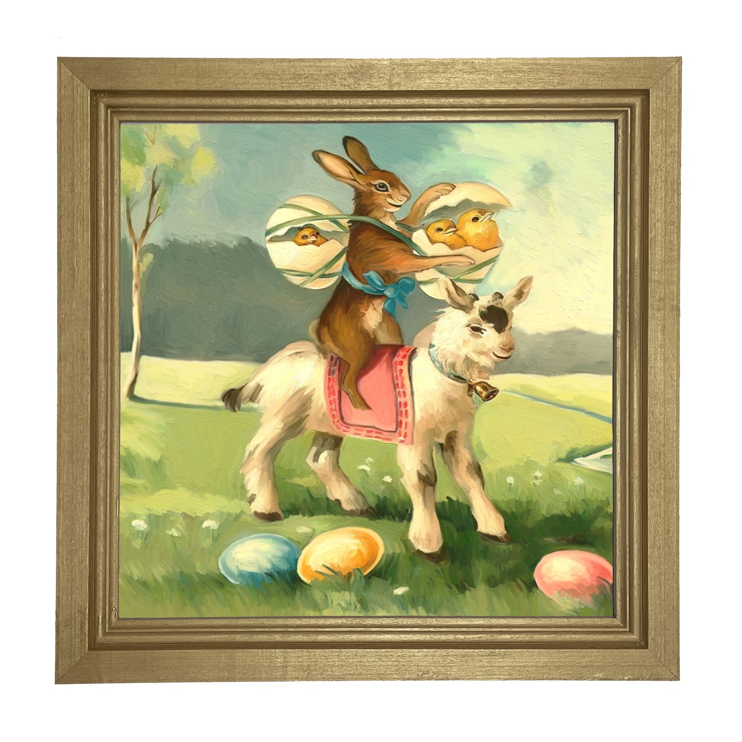 Bunny on a Lamb - Framed art