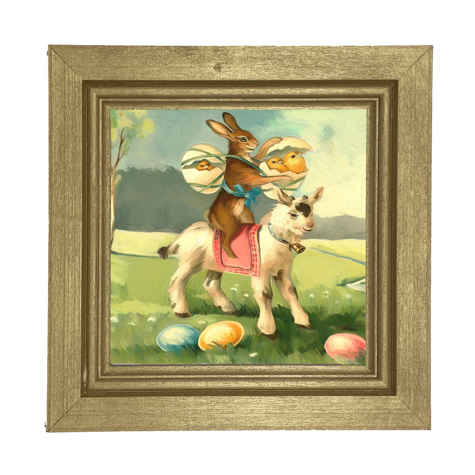 Bunny on a Lamb - Framed art