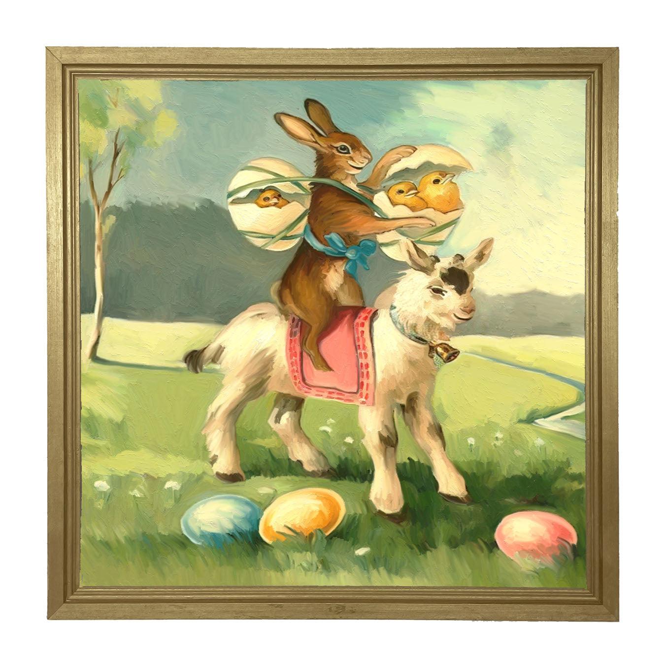 Bunny on a Lamb - Framed art