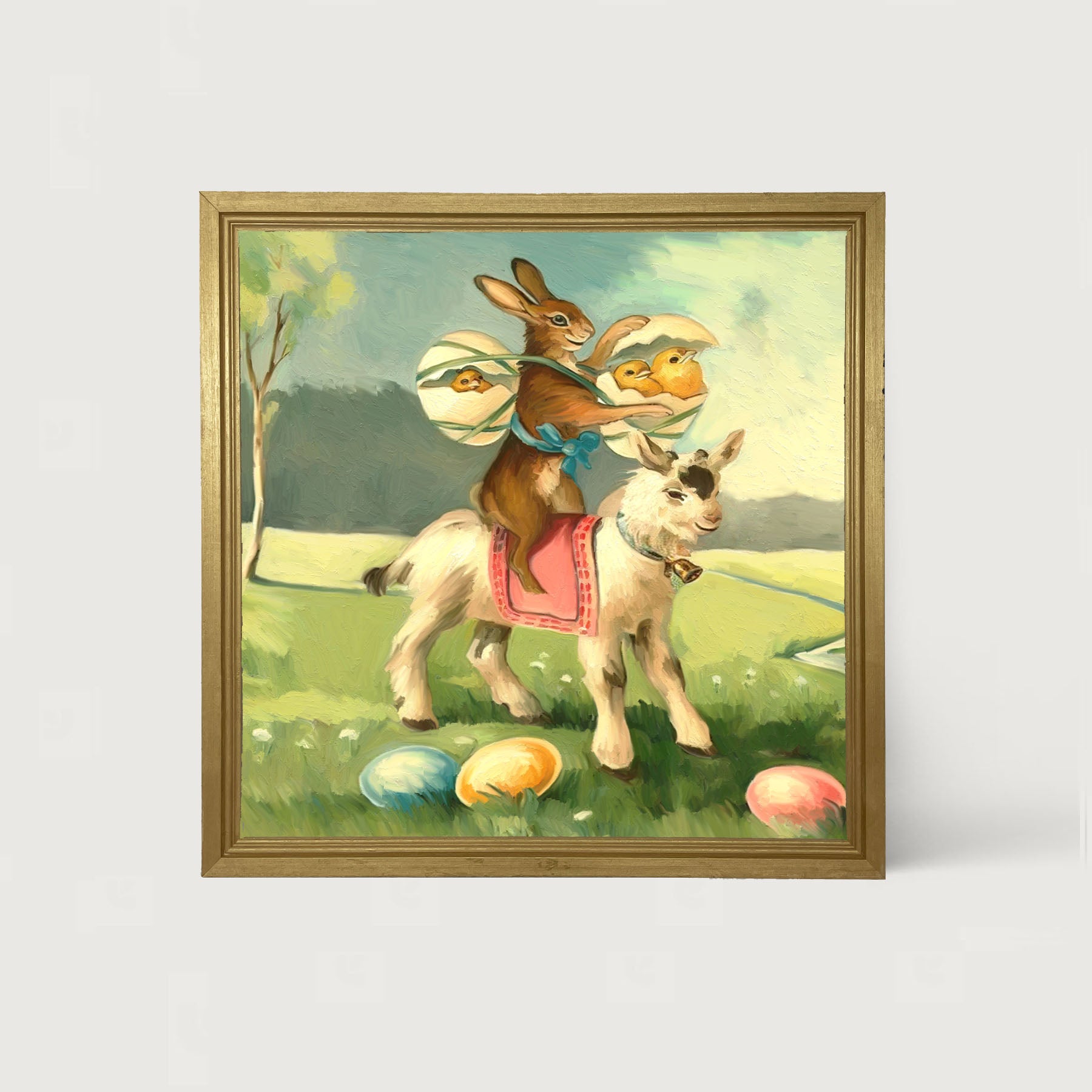 Bunny on a Lamb - Framed art
