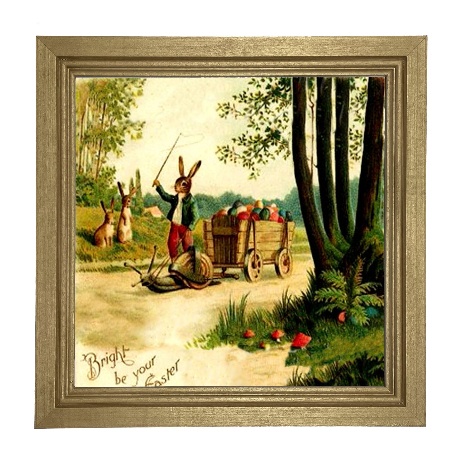 Bunny on a Snail - Framed art
