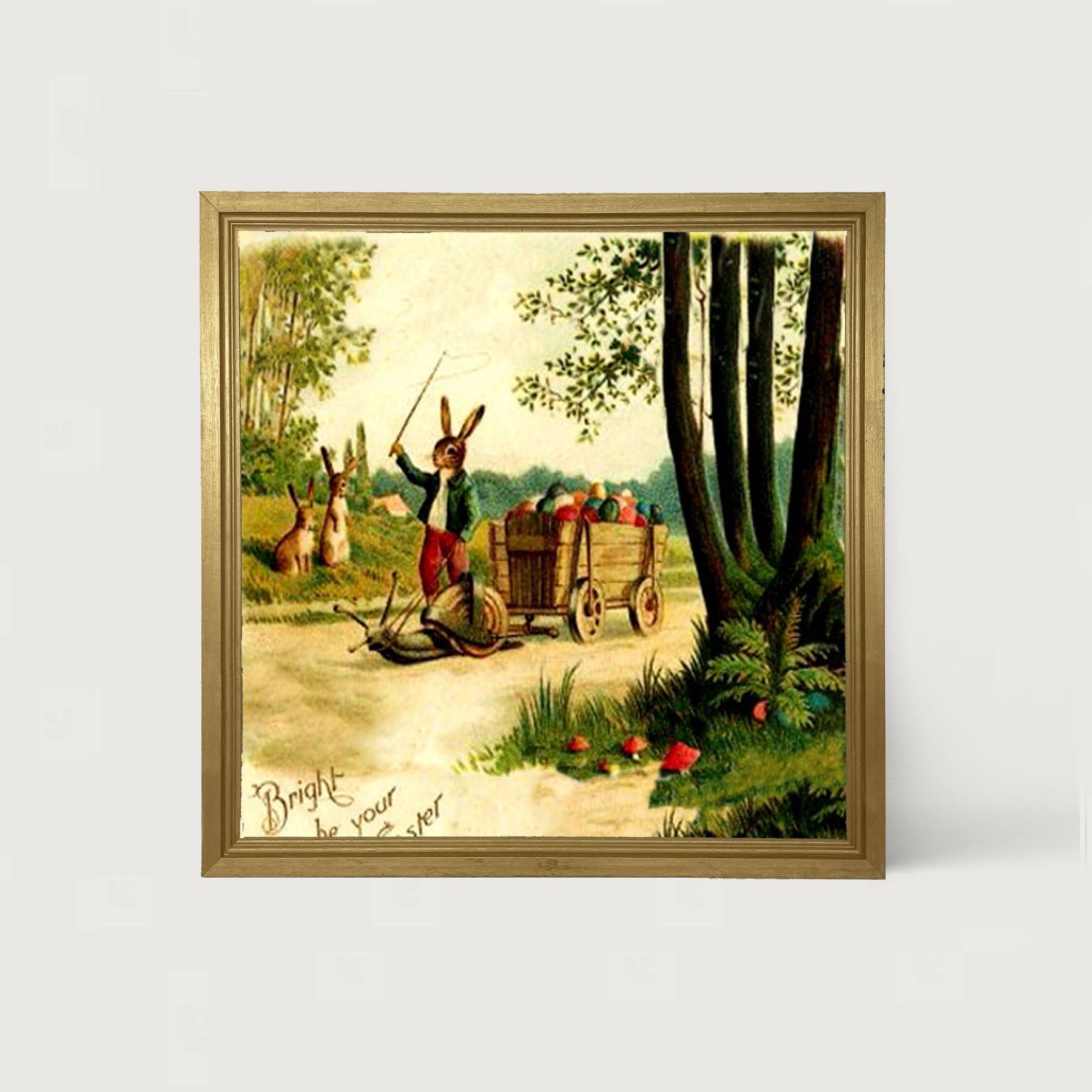 Bunny on a Snail - Framed art