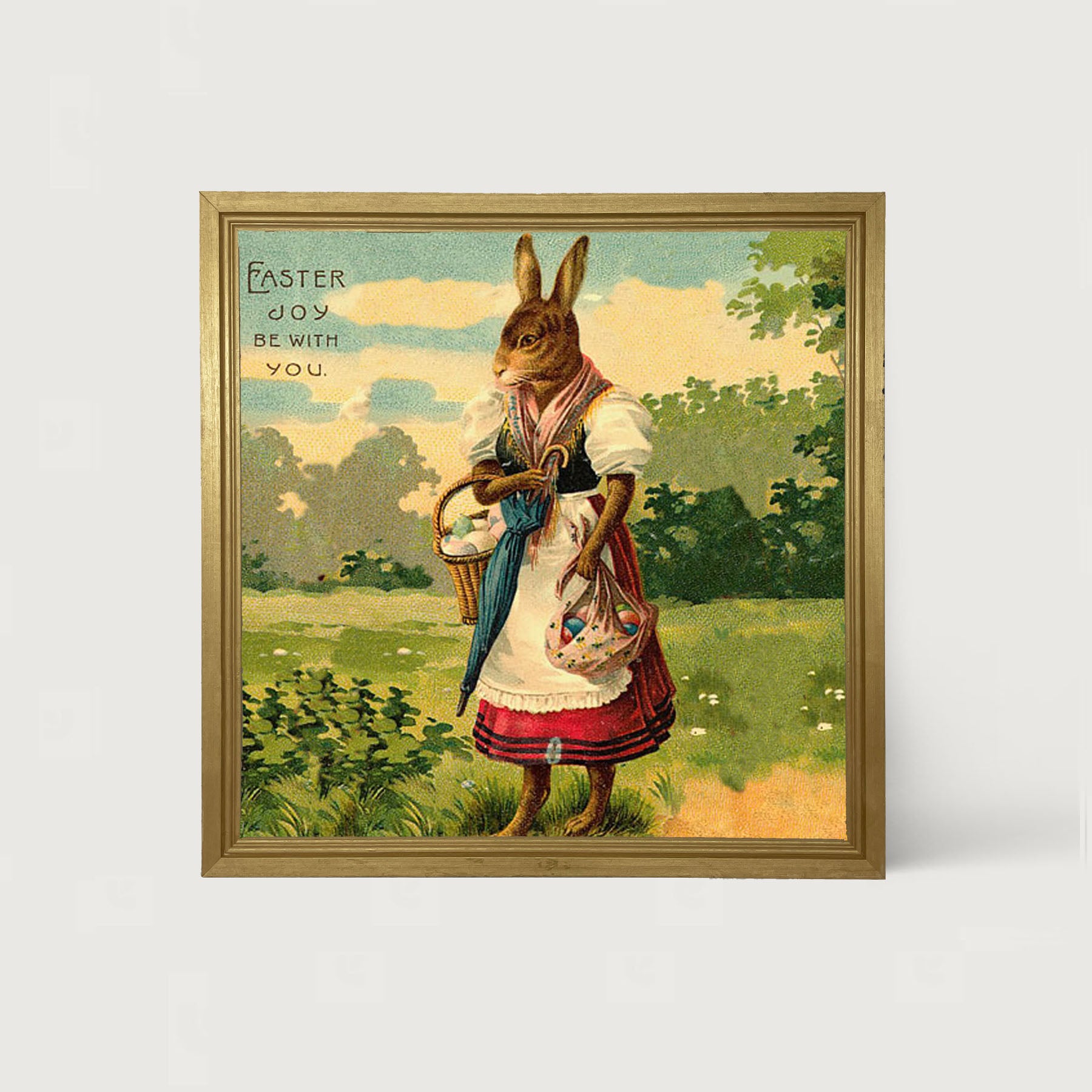 Mother Bunny with Eggs - Framed art