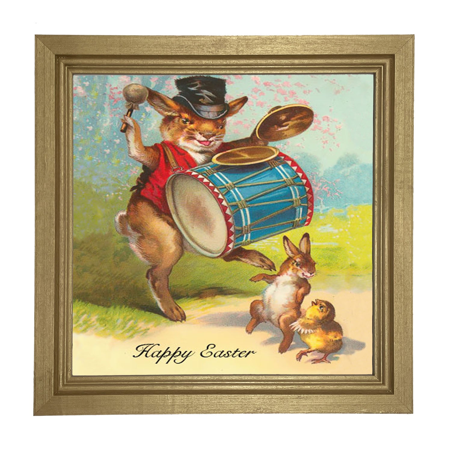 Bunny Playing Drum - Framed art