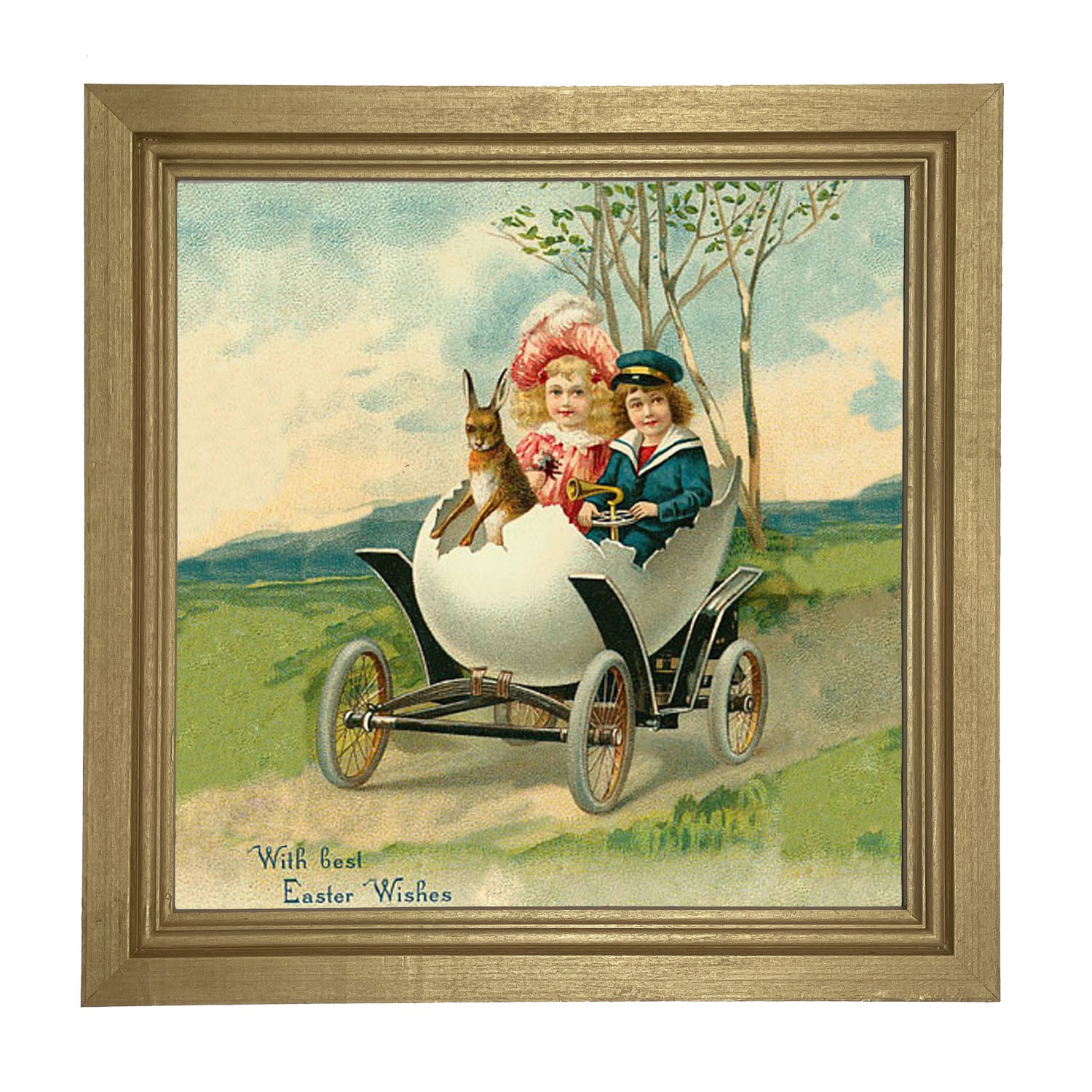 Couple in an Egg Car - Framed art