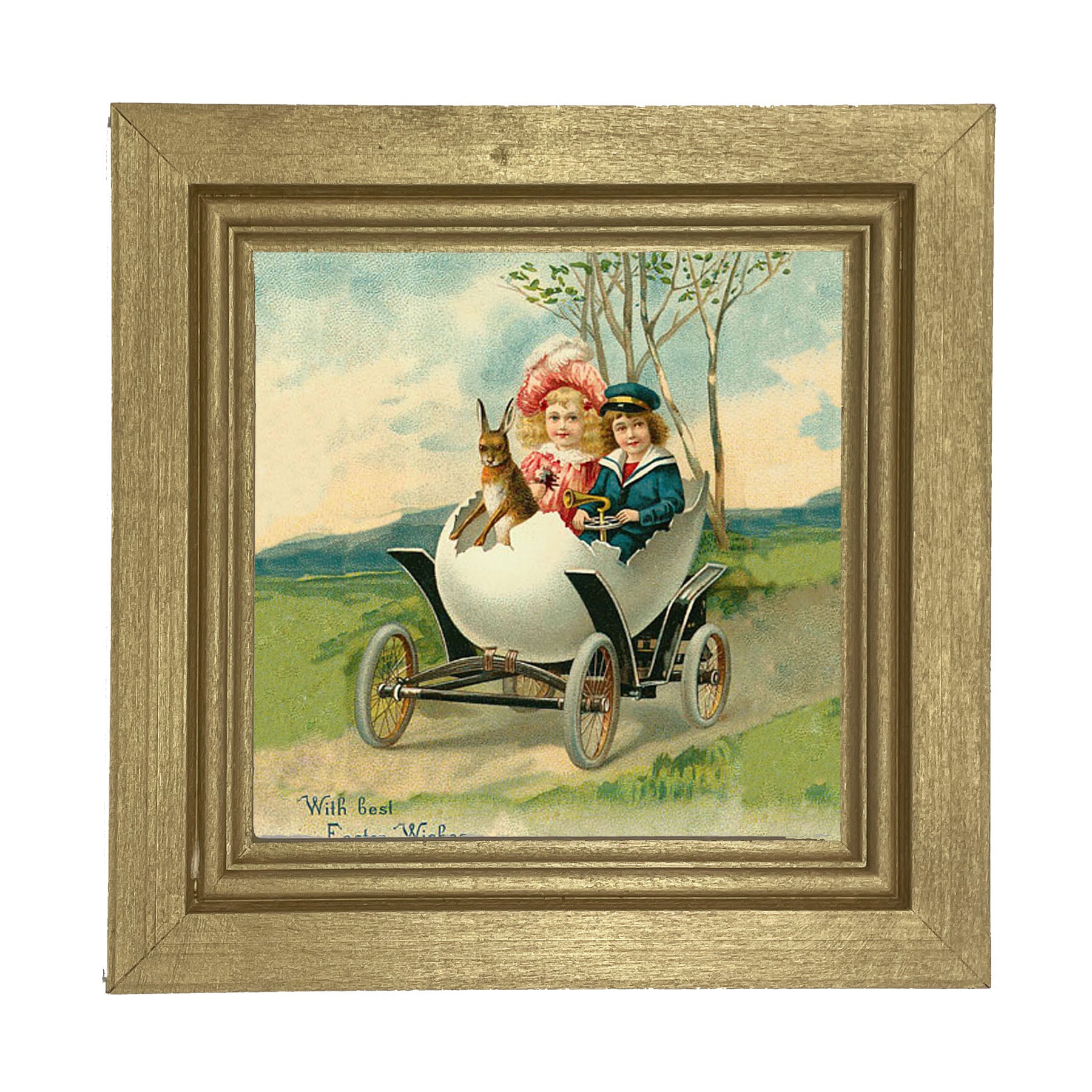 Couple in an Egg Car - Framed art