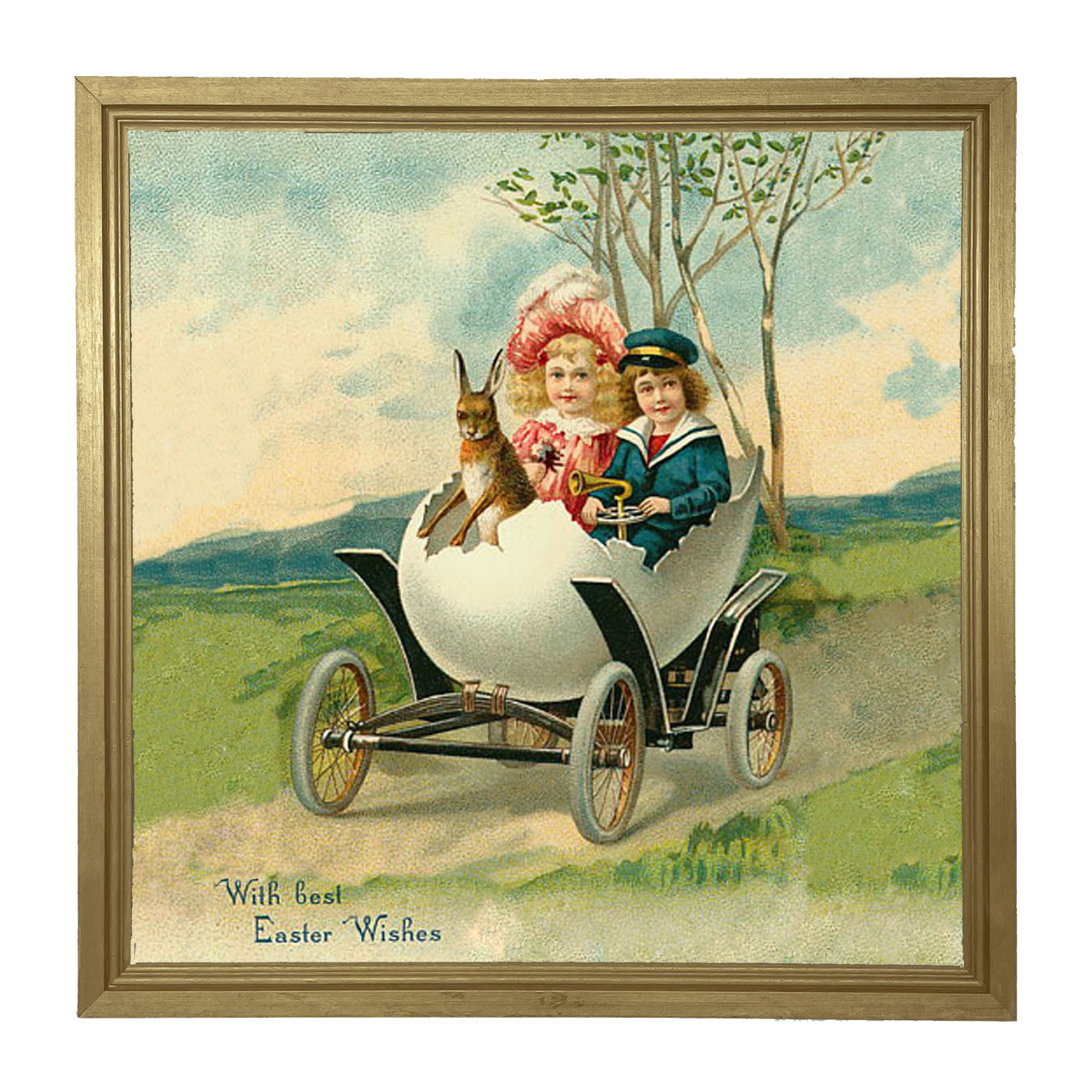 Couple in an Egg Car - Framed art