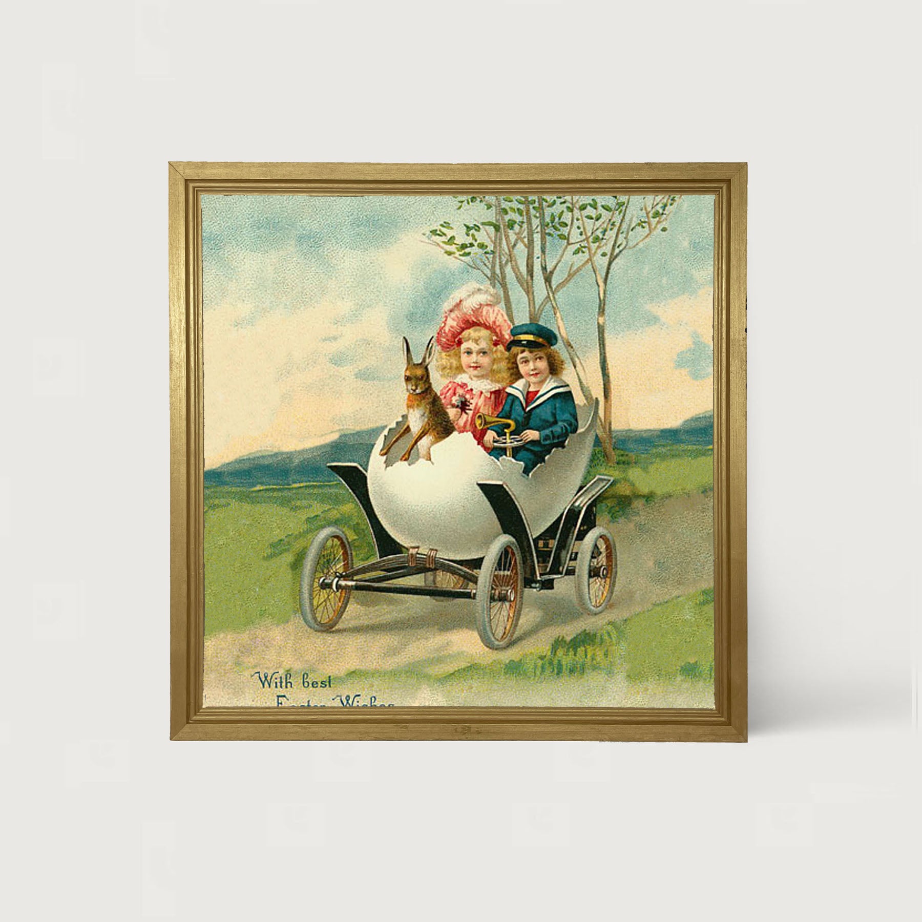 Couple in an Egg Car - Framed art