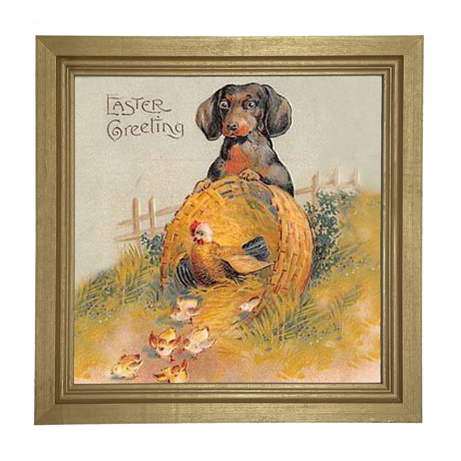 Dachshund with Baby Chicks - Framed art