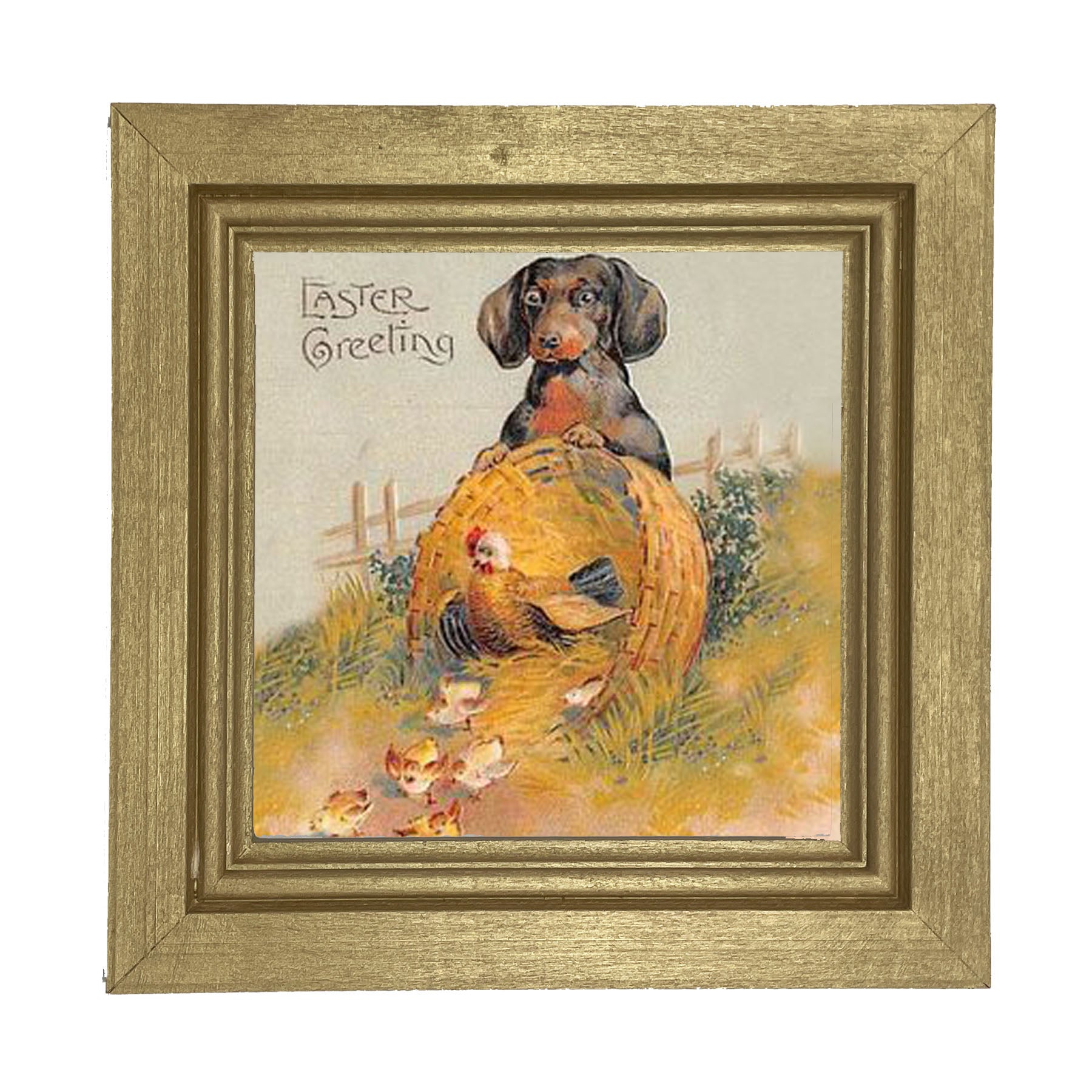 Dachshund with Baby Chicks - Framed art