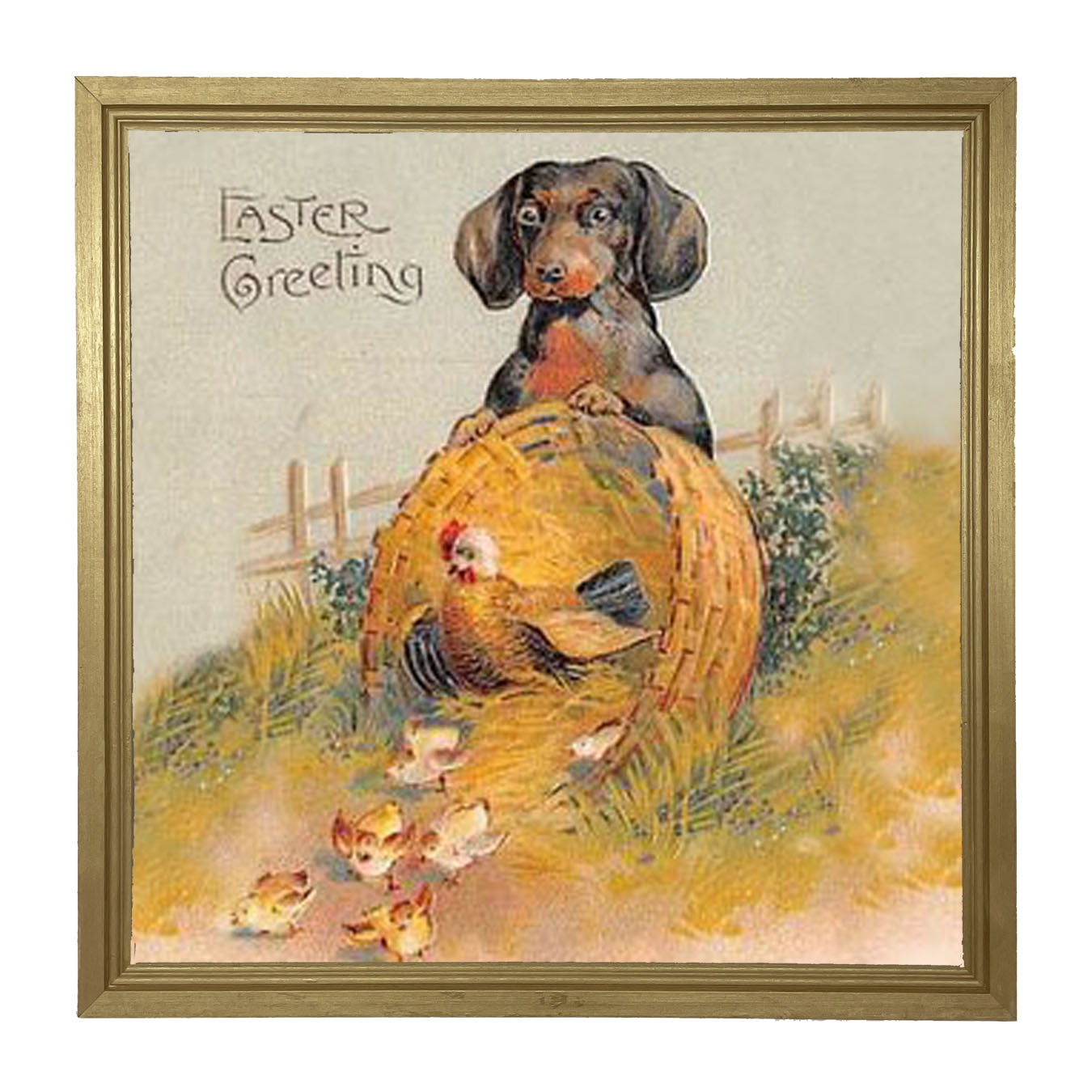 Dachshund with Baby Chicks - Framed art