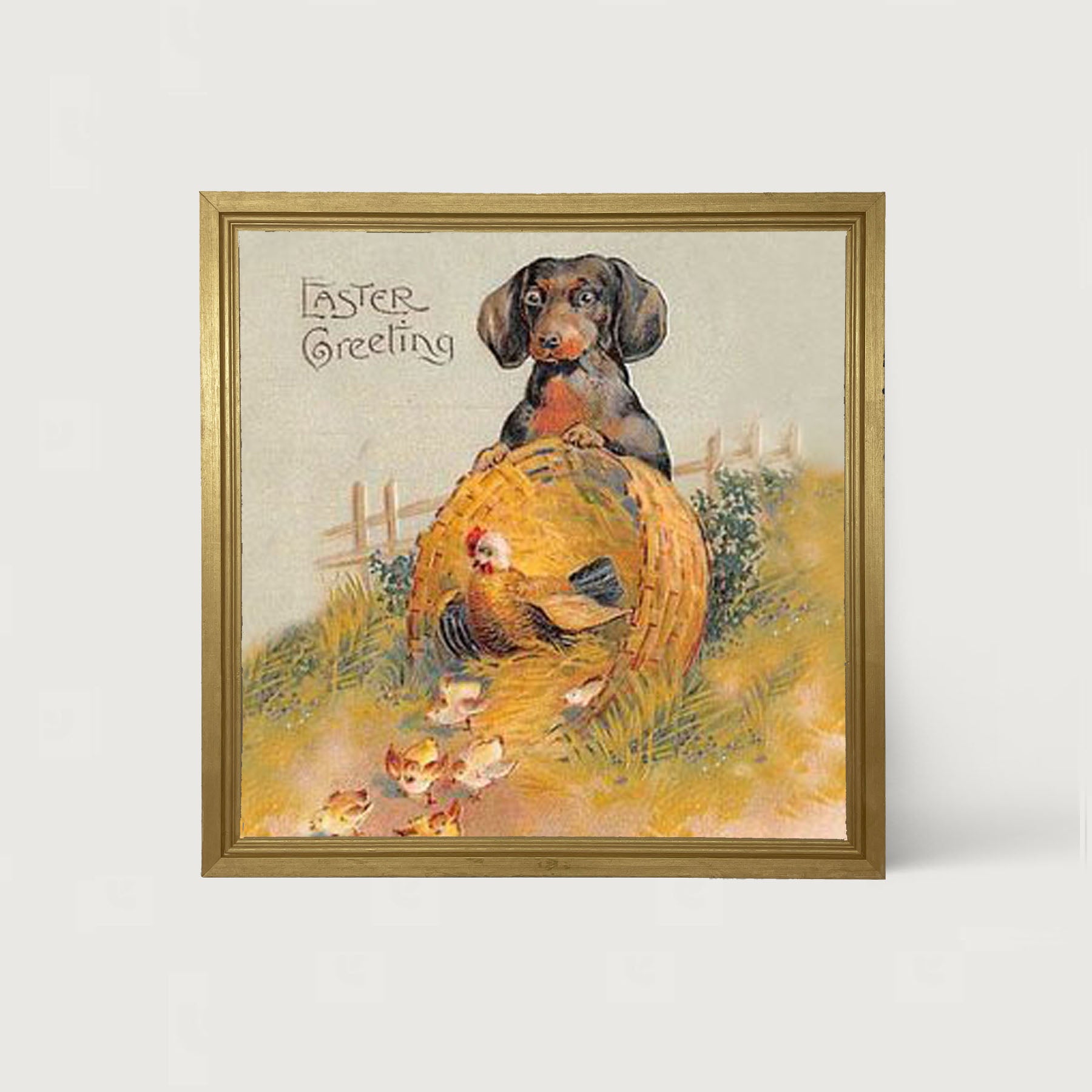 Dachshund with Baby Chicks - Framed art