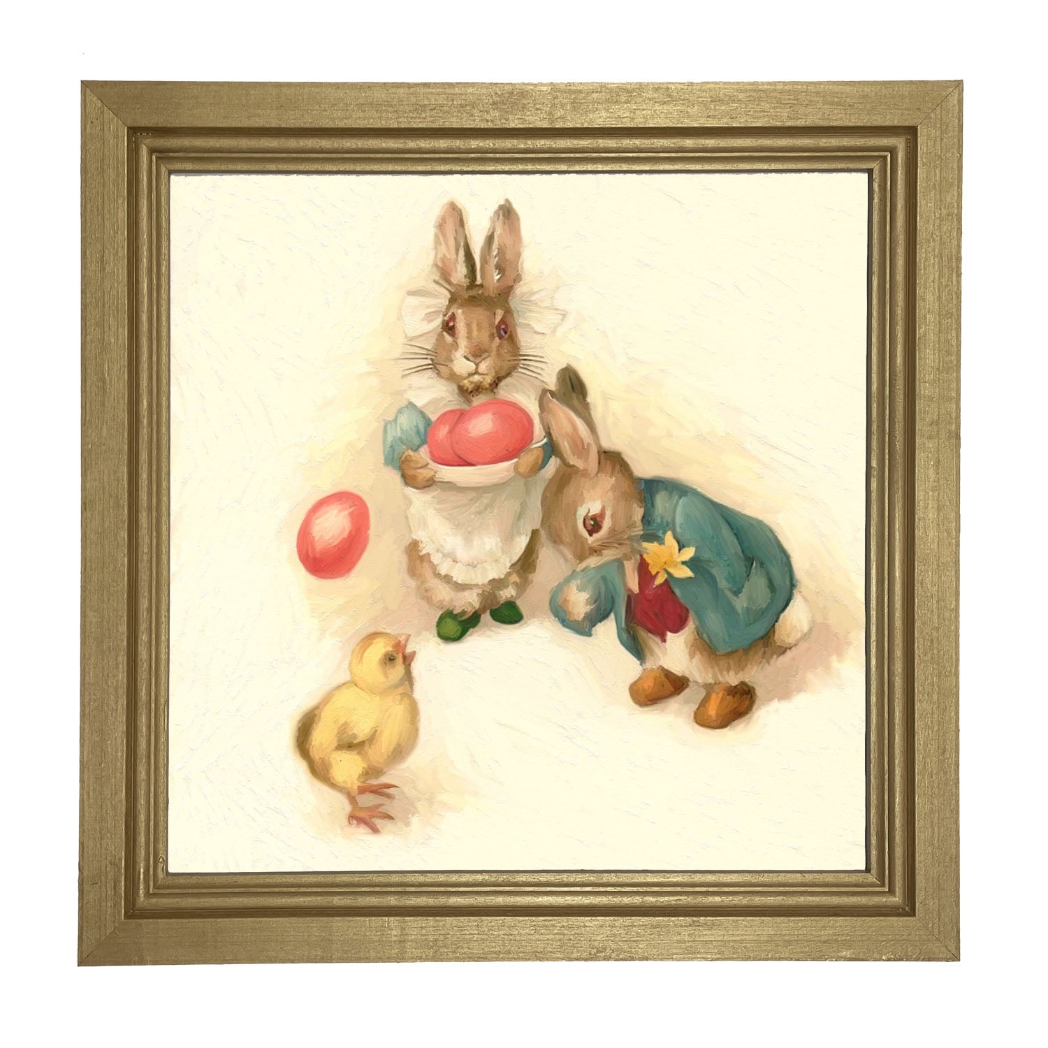 Bunnies with Easter Eggs - Framed art
