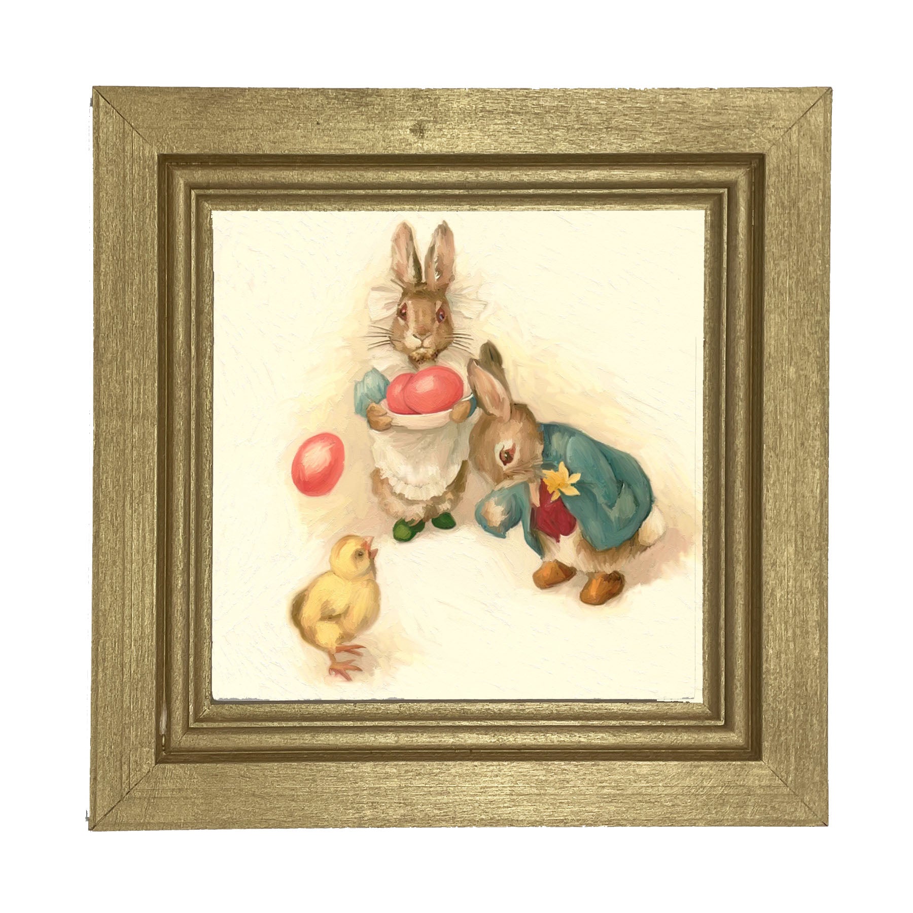 Bunnies with Easter Eggs - Framed art