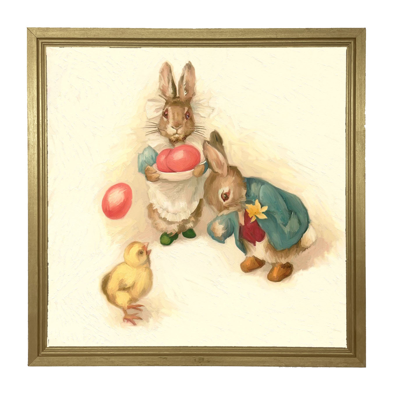 Bunnies with Easter Eggs - Framed art