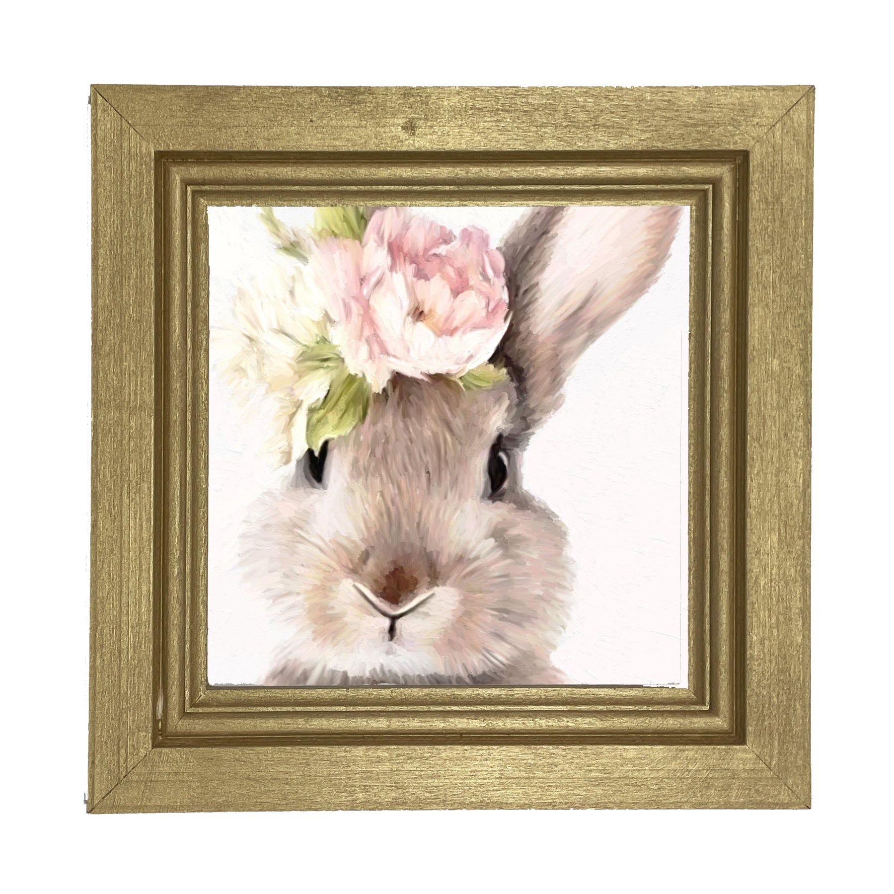 Bunny with Peonies - Framed art