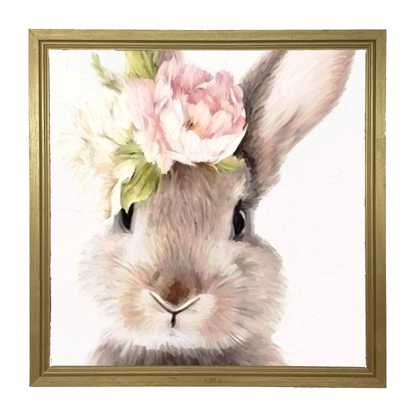 Bunny with Peonies - Framed art