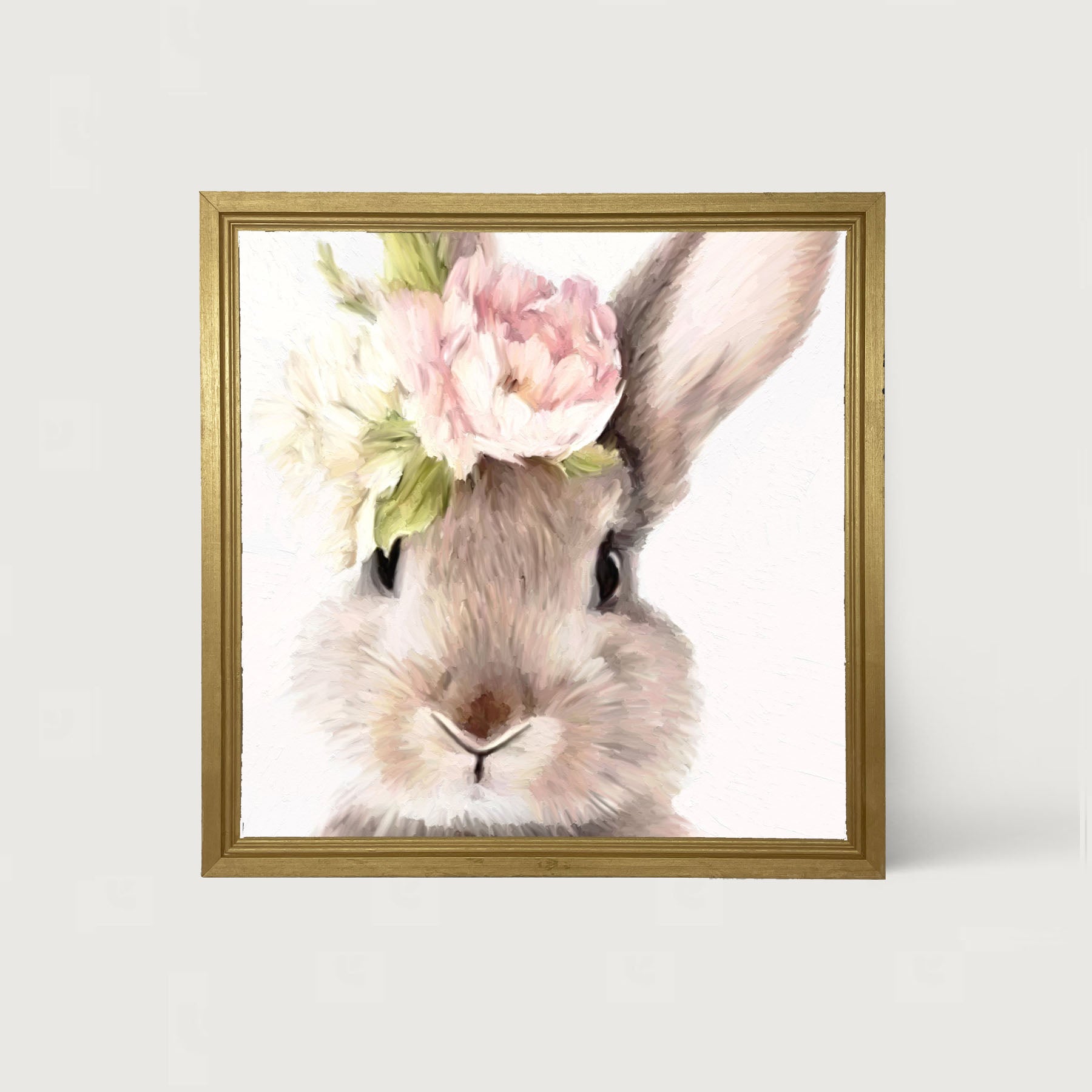 Bunny with Peonies - Framed art