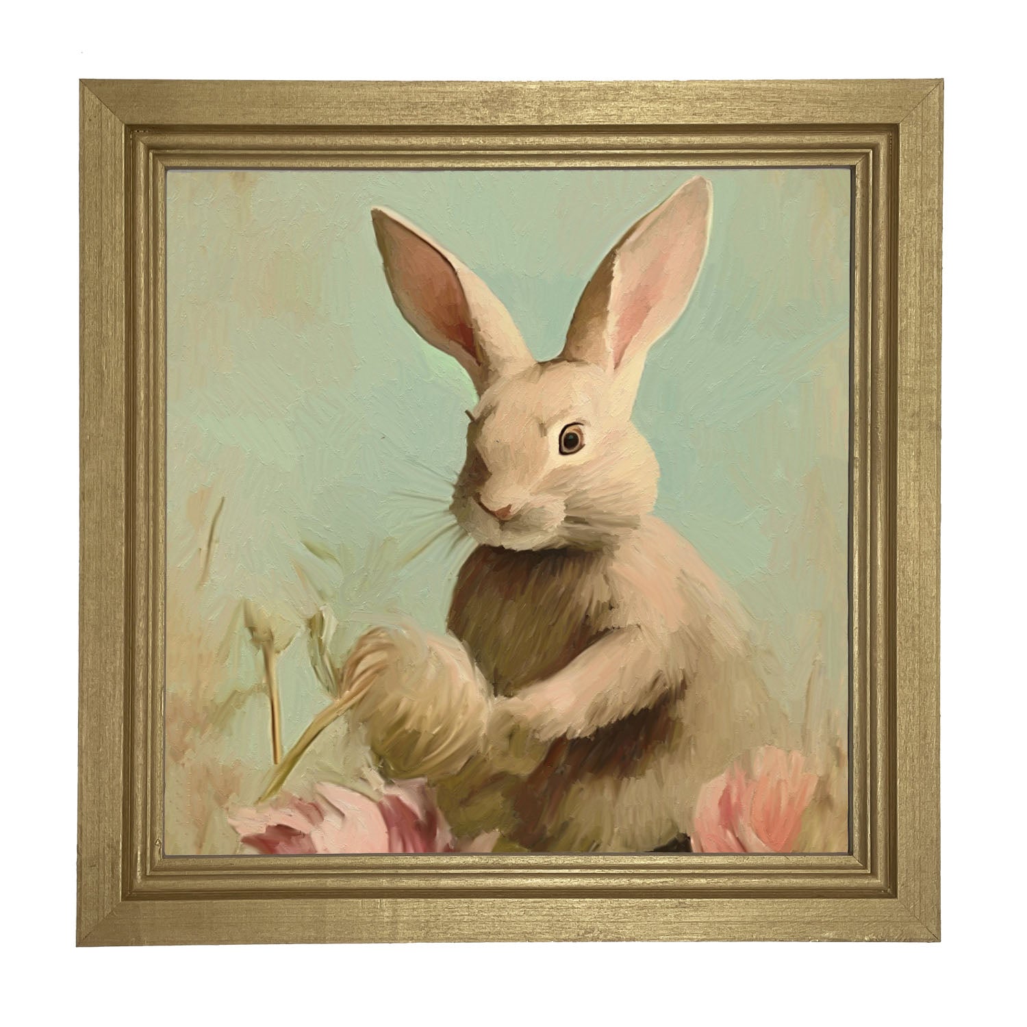 Pastel bunny in field - Framed Art