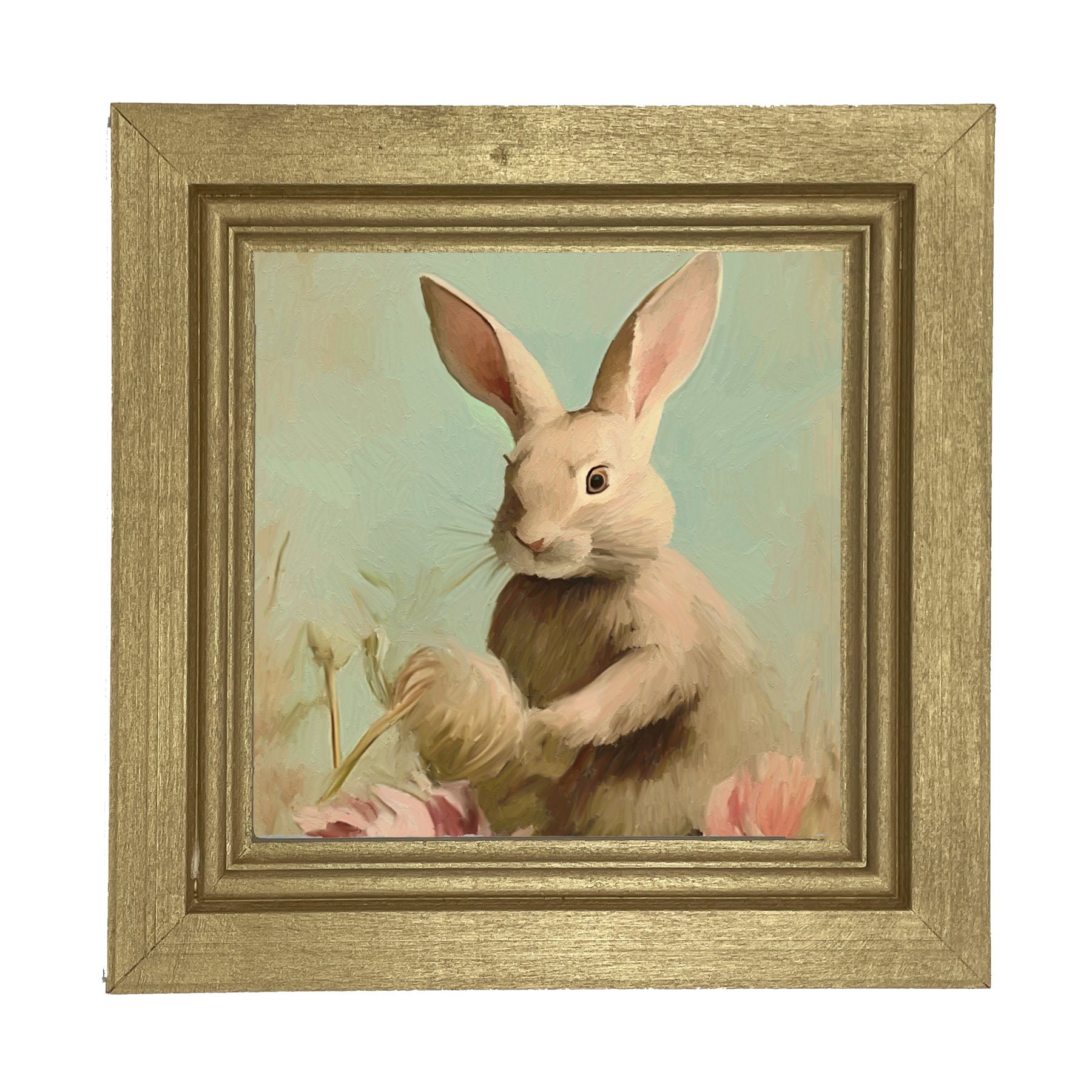 Pastel bunny in field - Framed Art