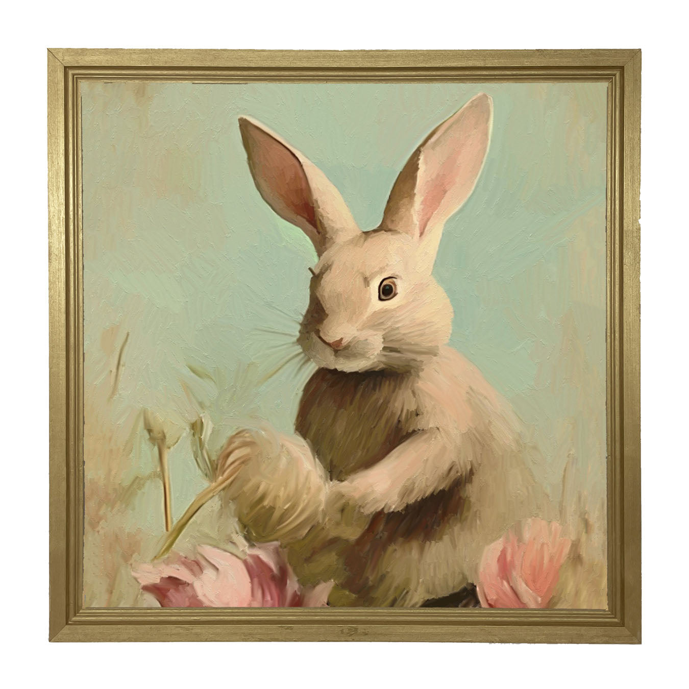 Pastel bunny in field - Framed Art