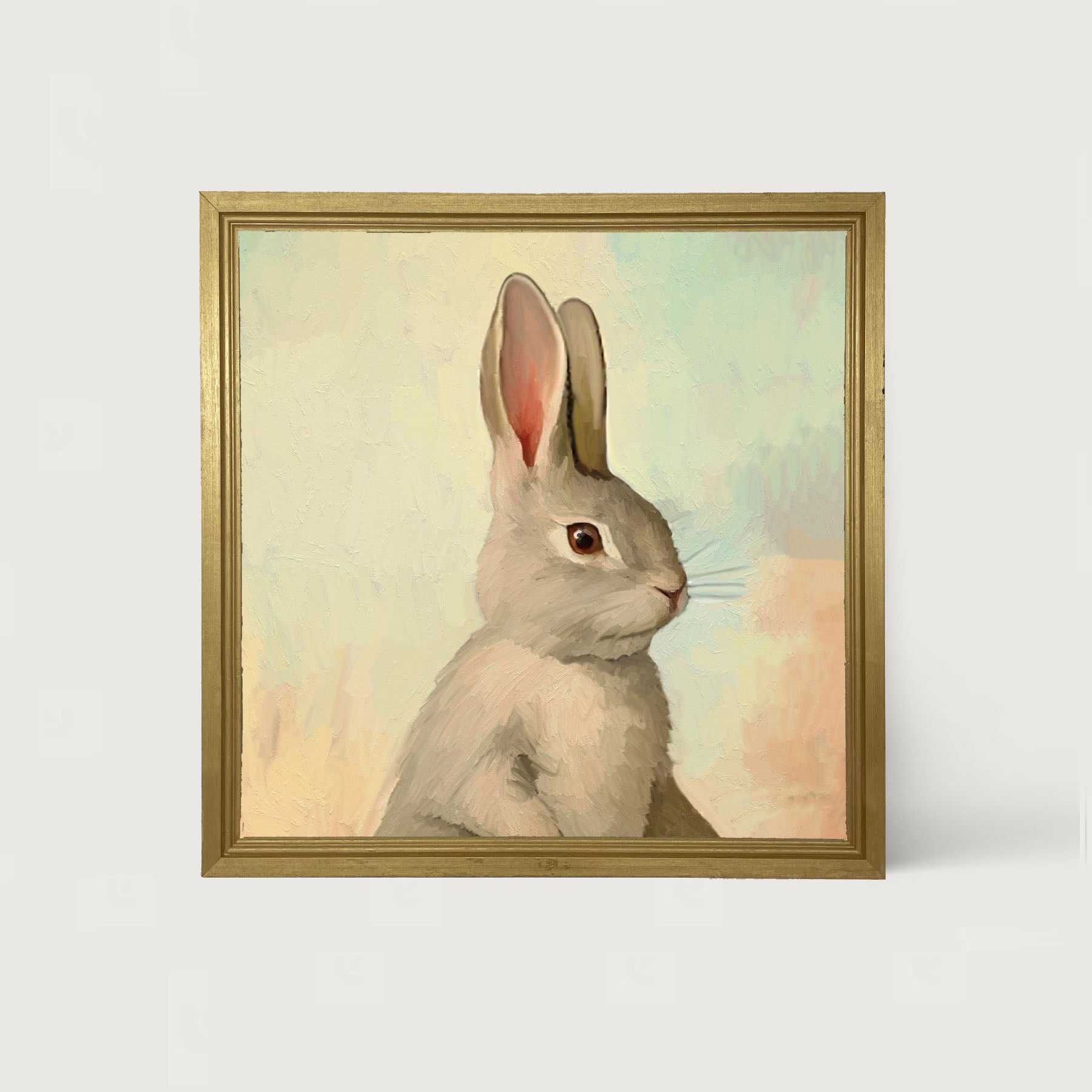 Pastel bunny posing - Framed art