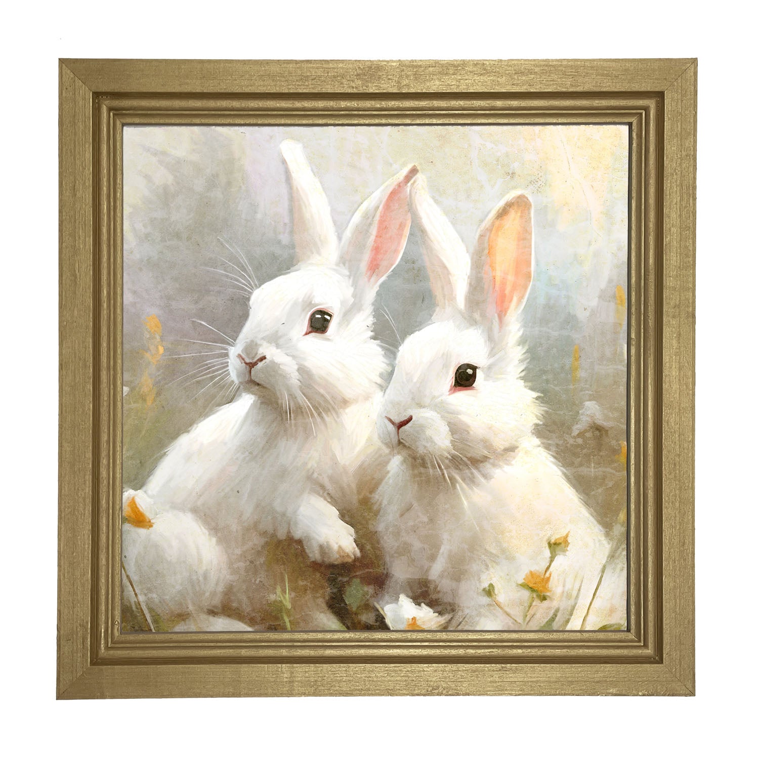 Bunnies in a meadow - Framed art
