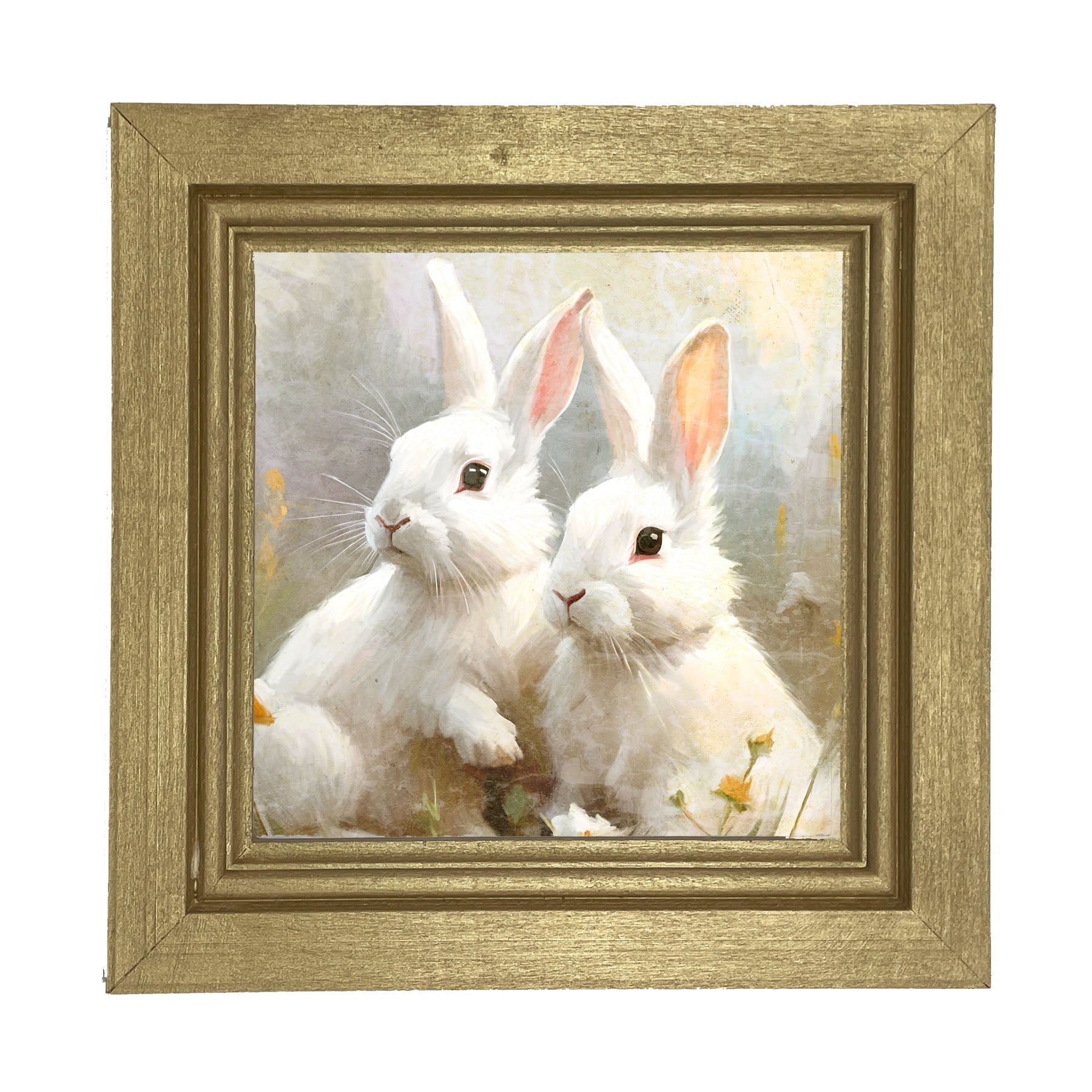 Bunnies in a meadow - Framed art