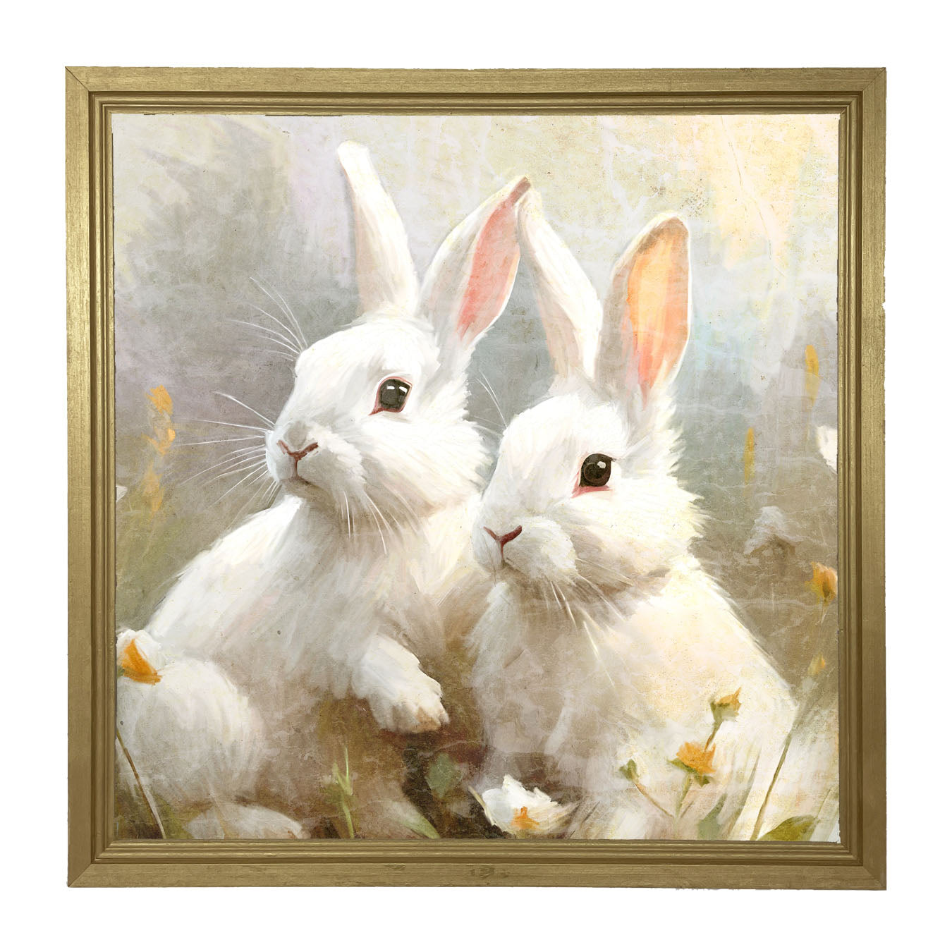 Bunnies in a meadow - Framed art