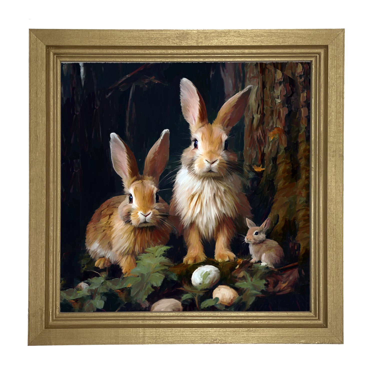 Bunnies with Eggs - Framed art