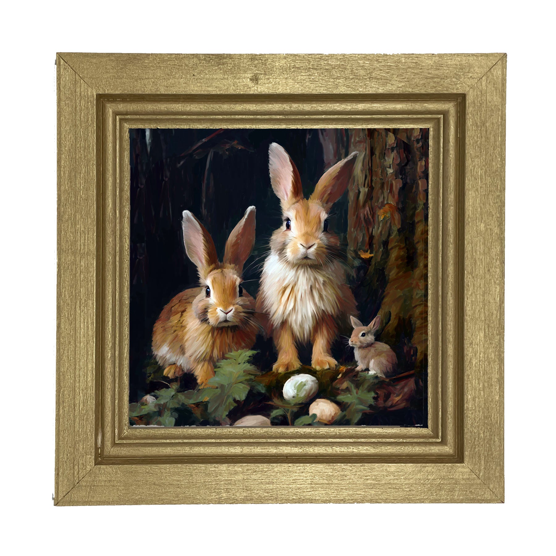 Bunnies with Eggs - Framed art