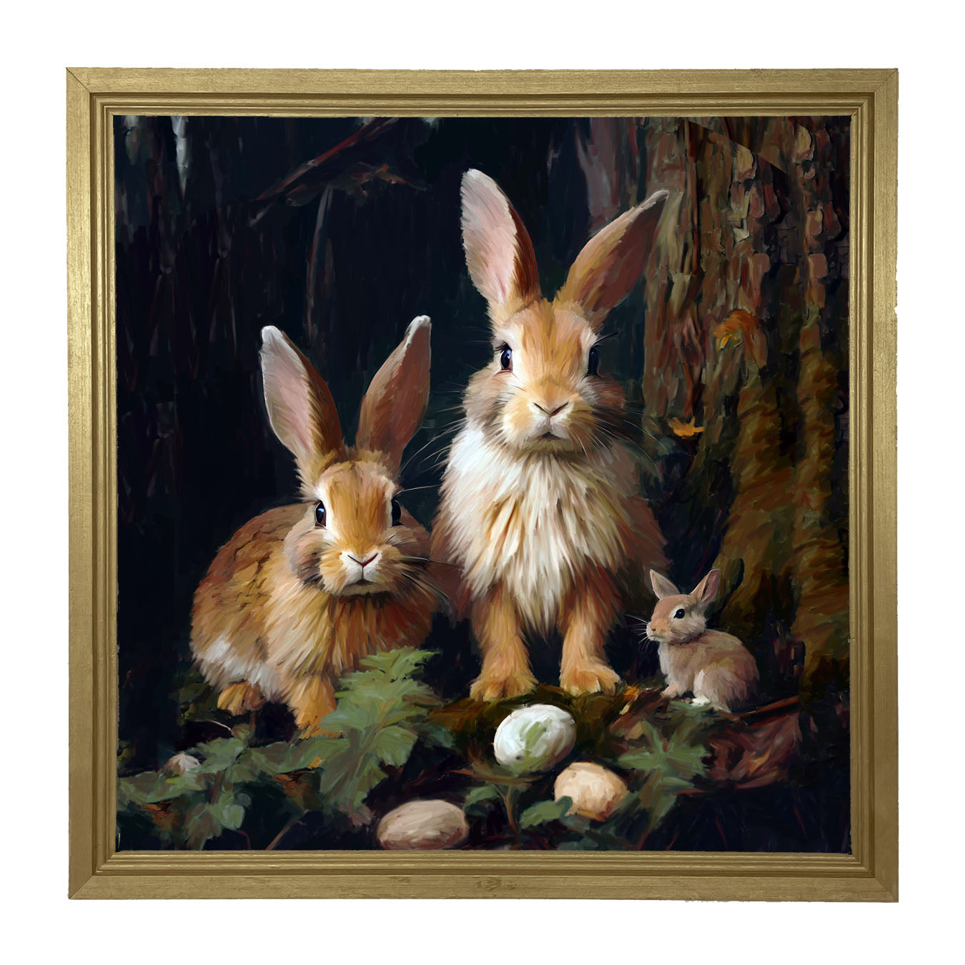 Bunnies with Eggs - Framed art