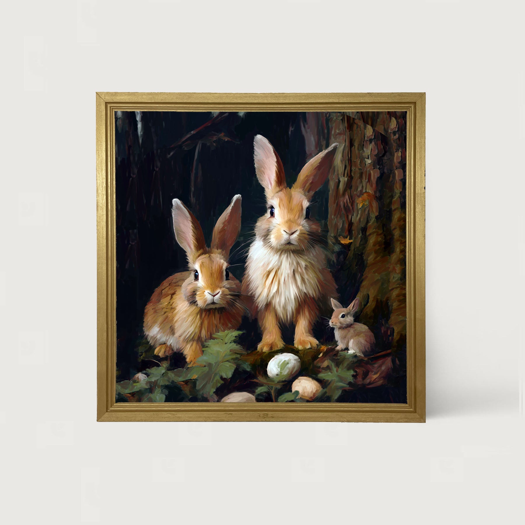Bunnies with Eggs - Framed art