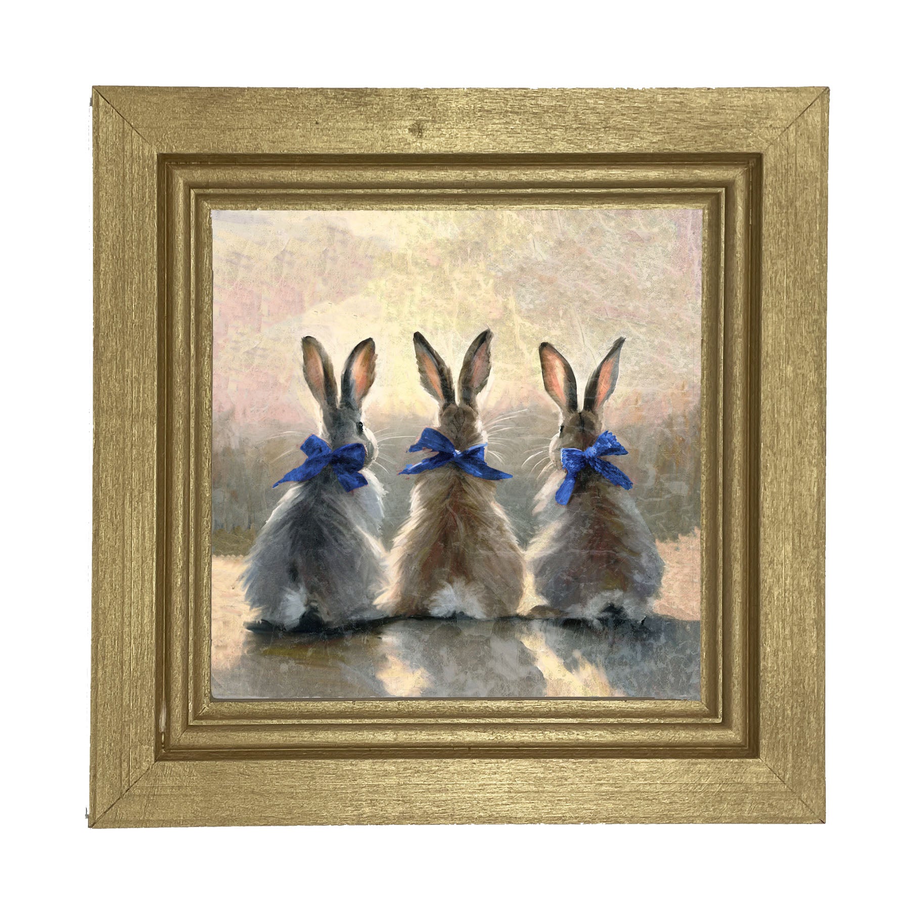 Bunnies with Blue Bows - Framed Art
