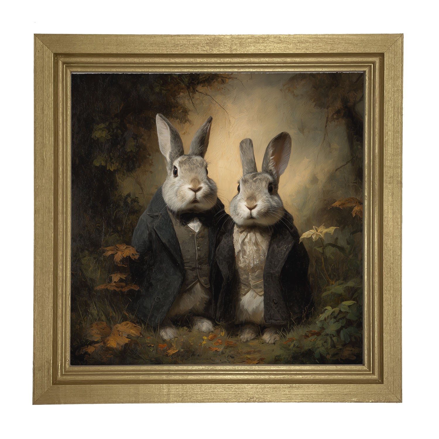 Bunnies Posing in Coats - Framed Art