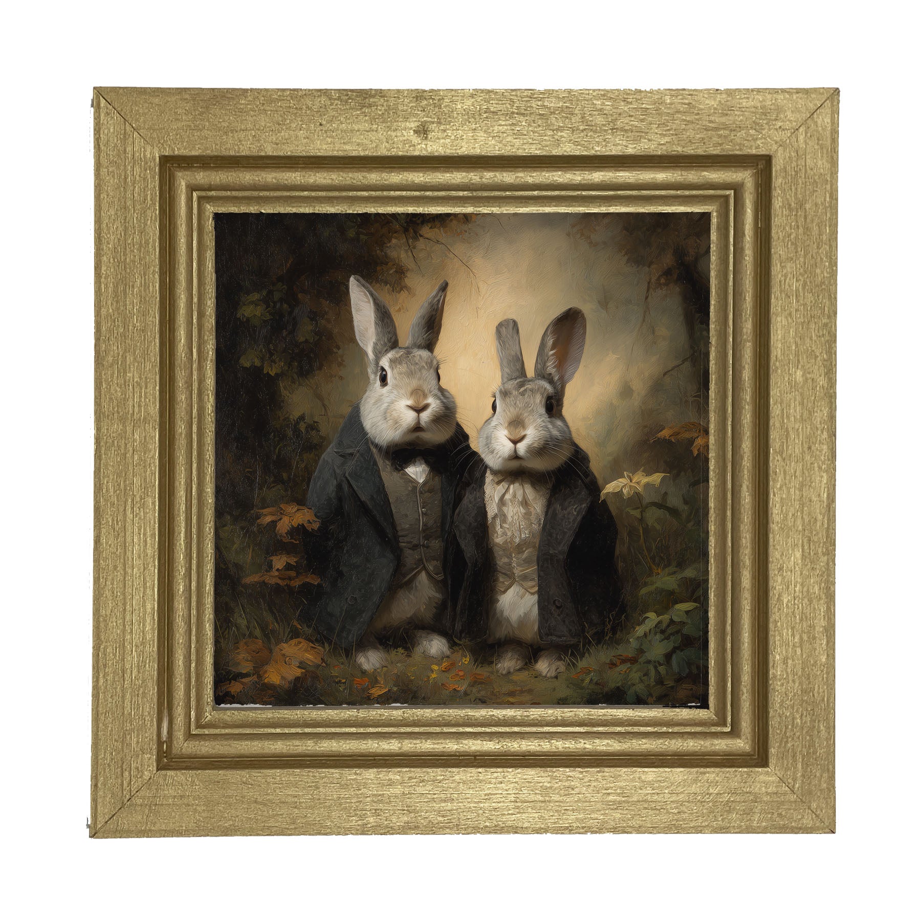 Bunnies Posing in Coats - Framed Art