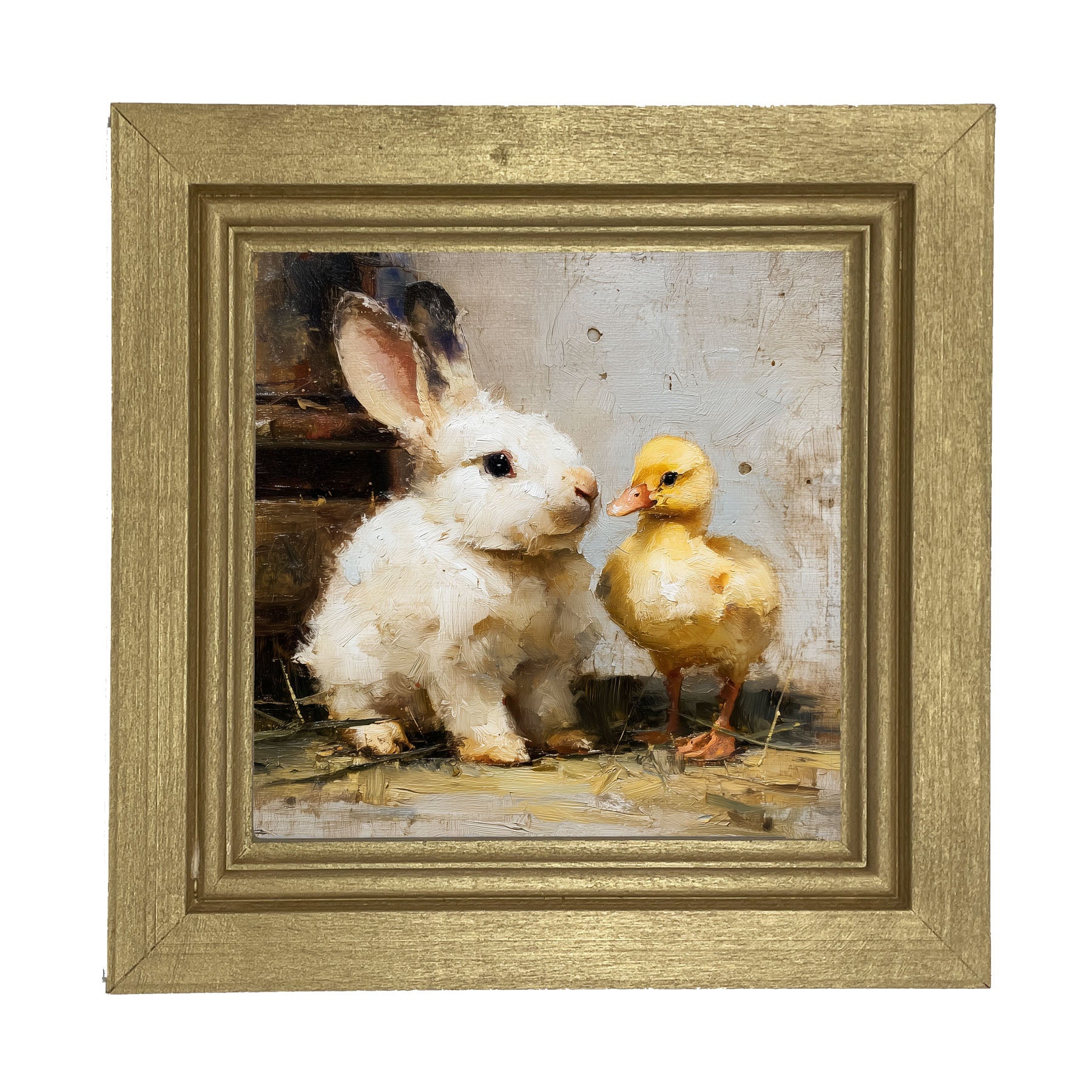 White Rabbit with Duck - Framed Art
