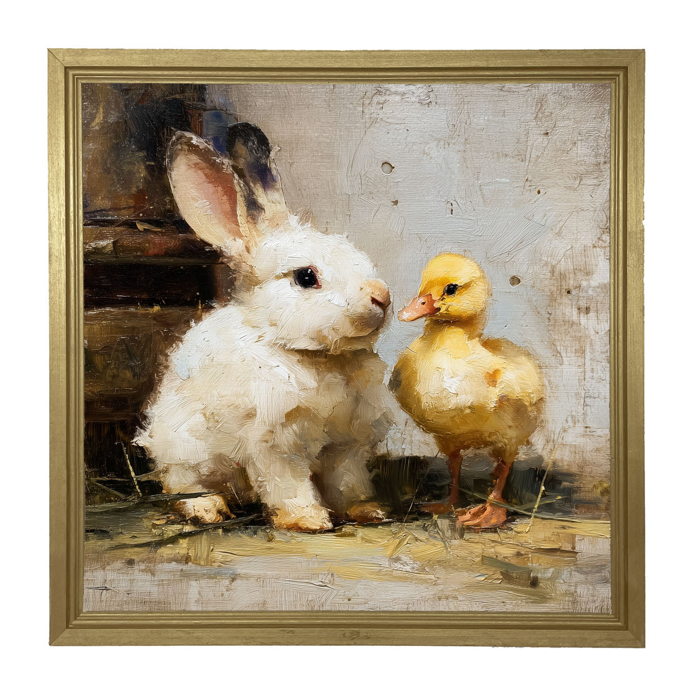 White Rabbit with Duck - Framed Art