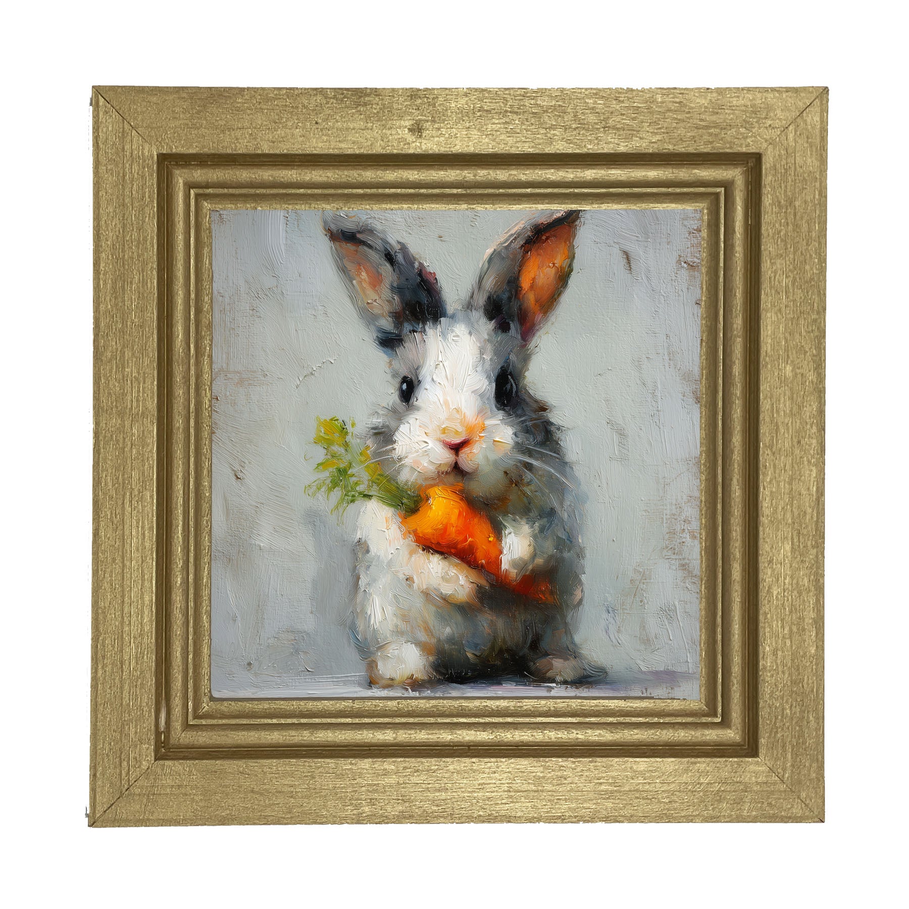 Bunny holding Carrot - Framed Art