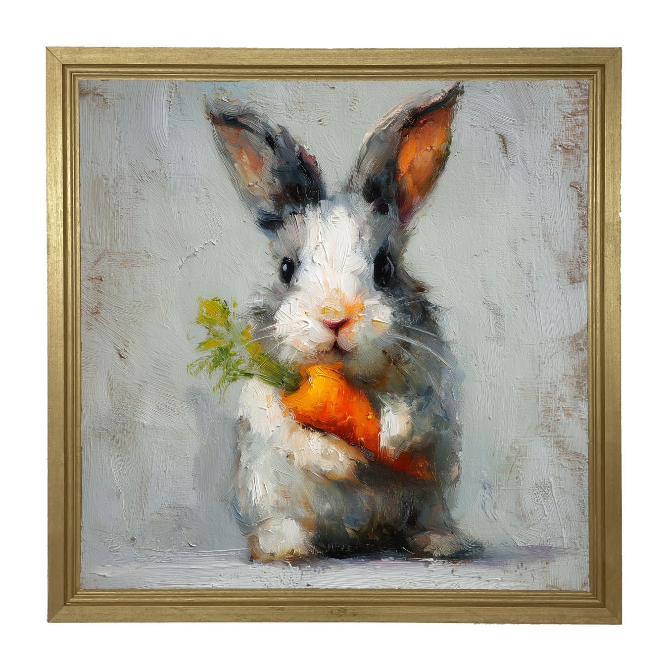 Bunny holding Carrot - Framed Art