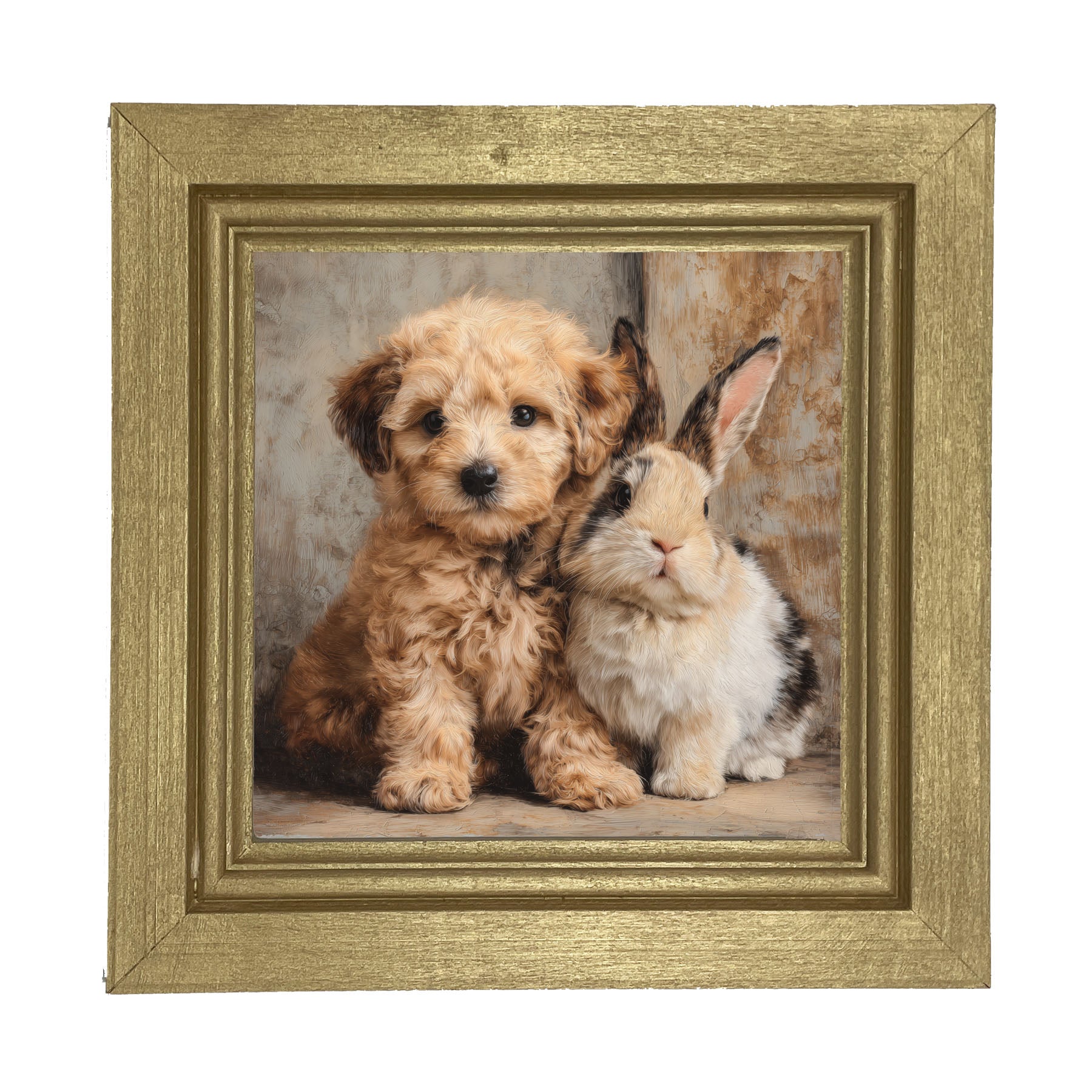 Dog and Bunny Friends - Framed Art