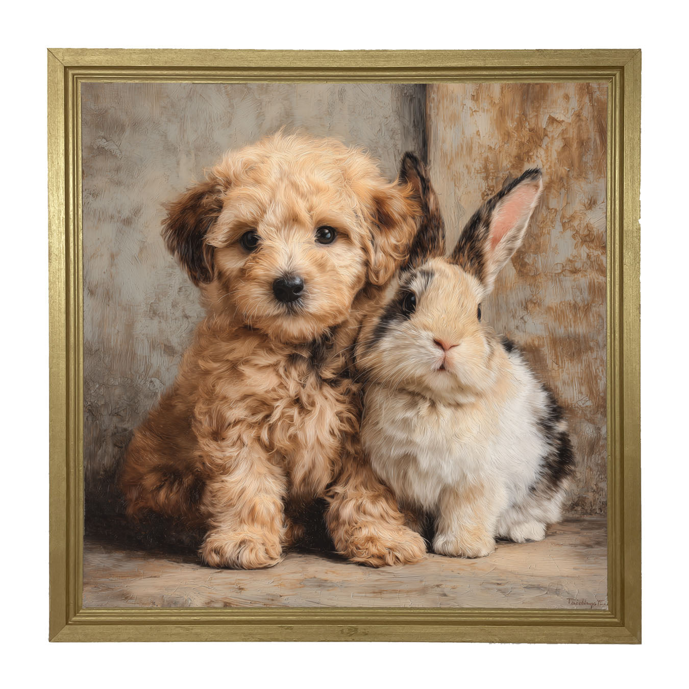 Dog and Bunny Friends - Framed Art