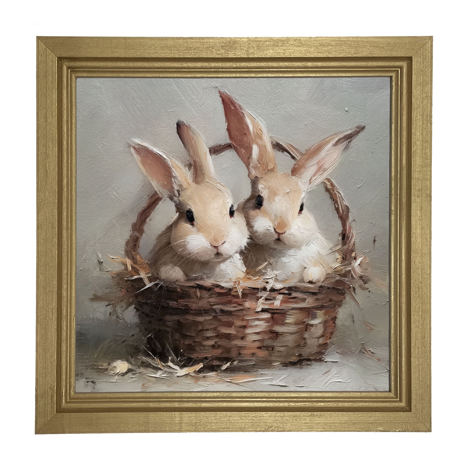 Easter Basket - Pair of Bunnies - Framed Art