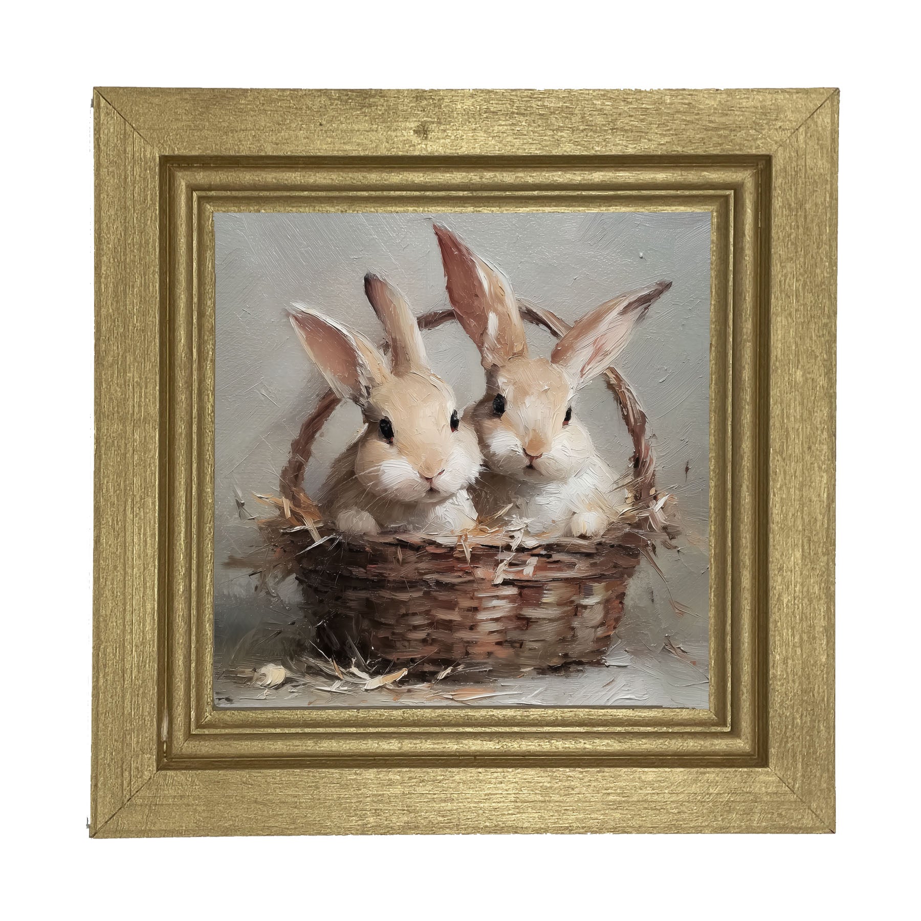 Easter Basket - Pair of Bunnies - Framed Art