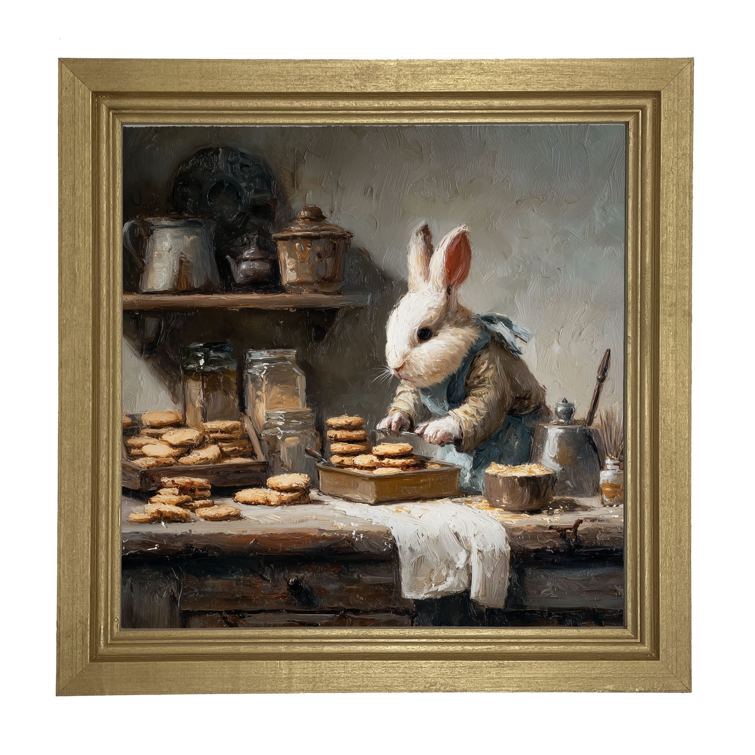 Bunny Baking Cookies - Framed Art