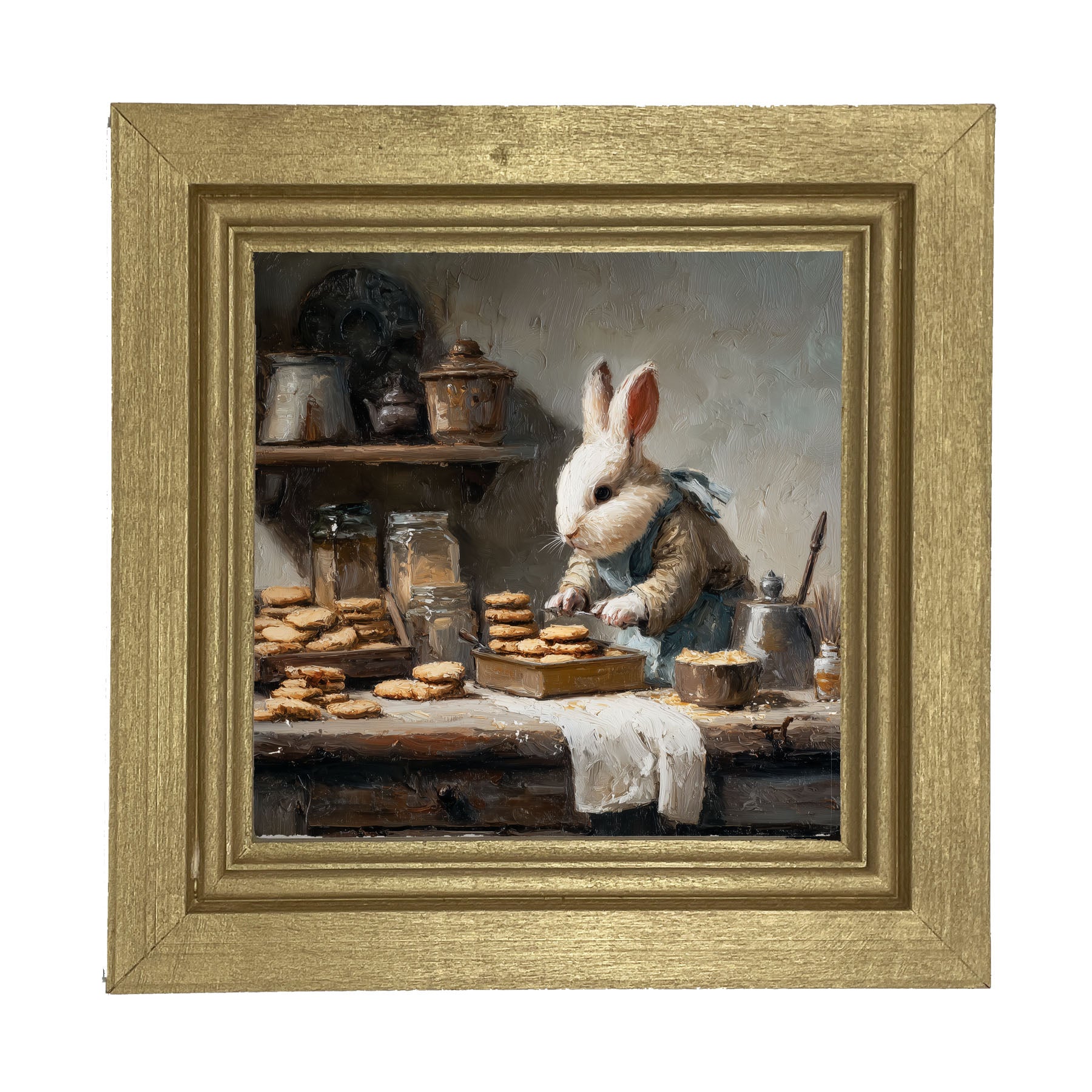 Bunny Baking Cookies - Framed Art