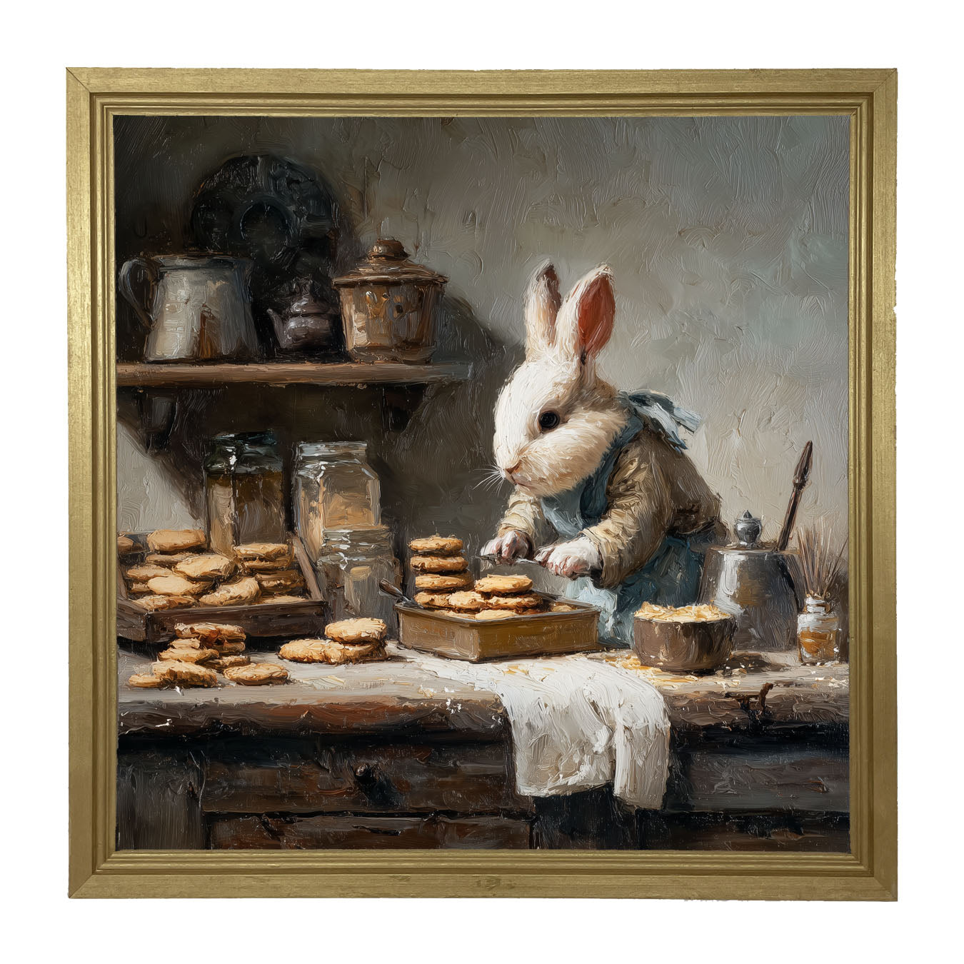 Bunny Baking Cookies - Framed Art