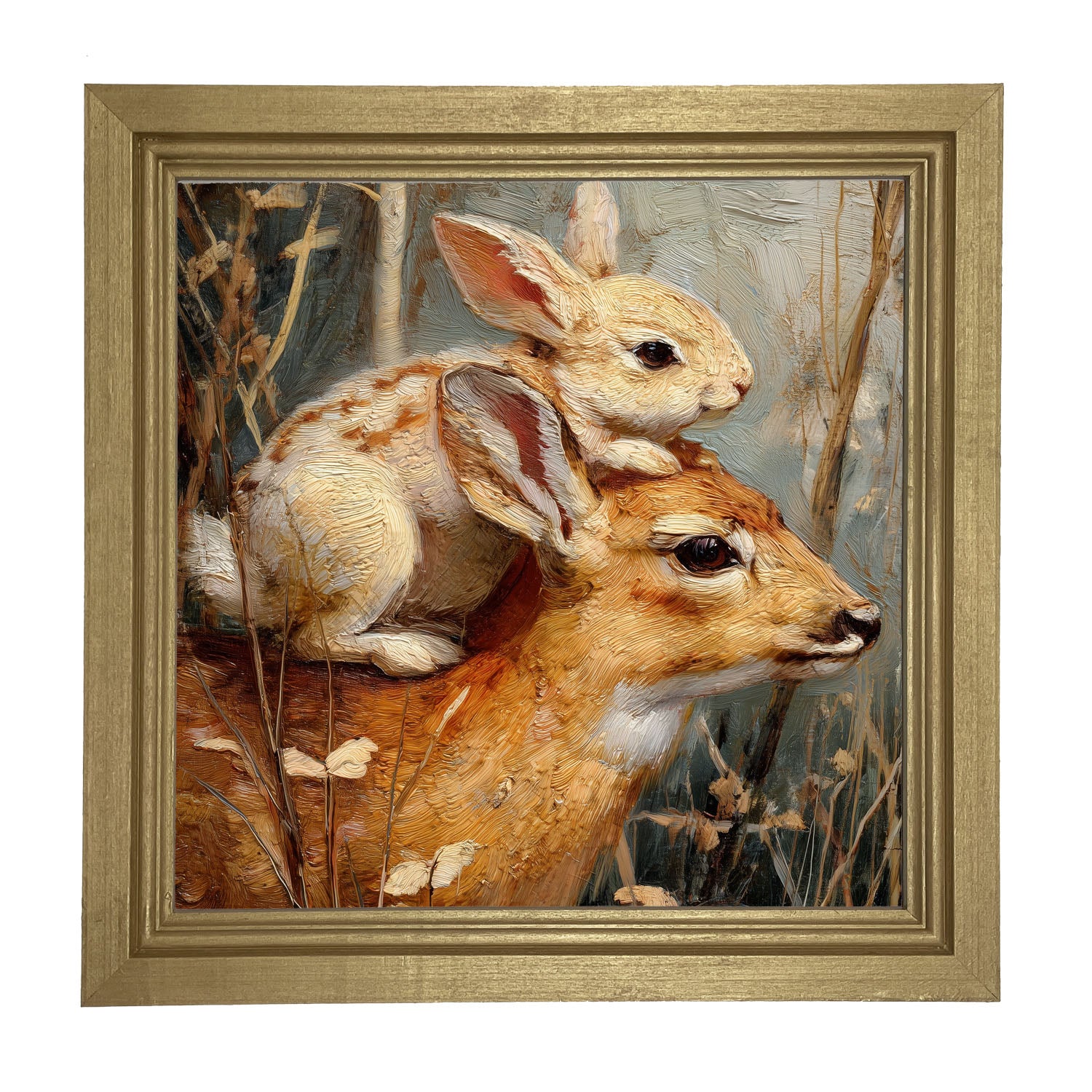 Bunny with a Deer - Framed Art