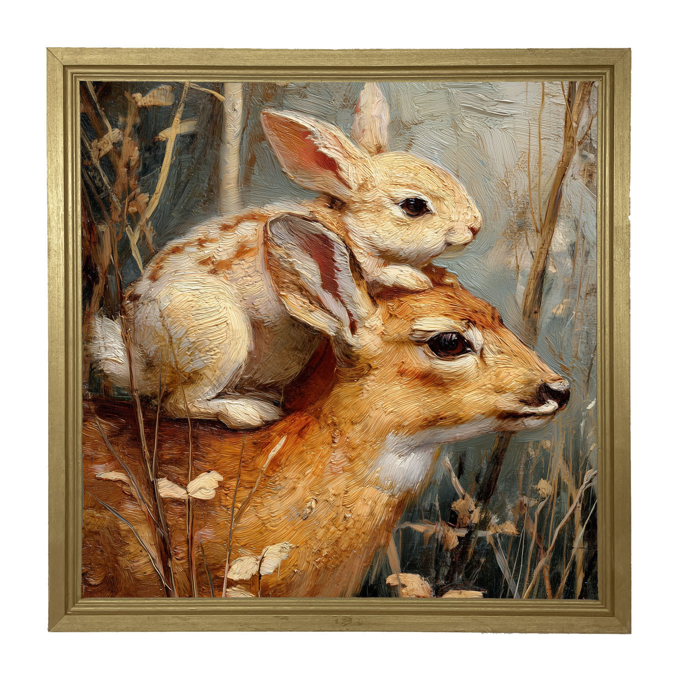 Bunny with a Deer - Framed Art